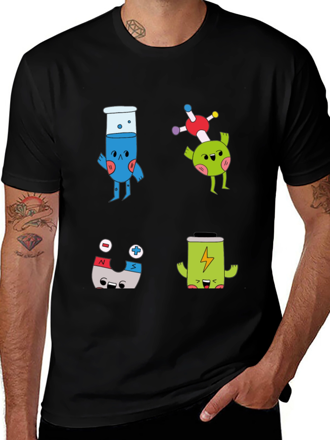 Science Cartoon Print T-Shirt