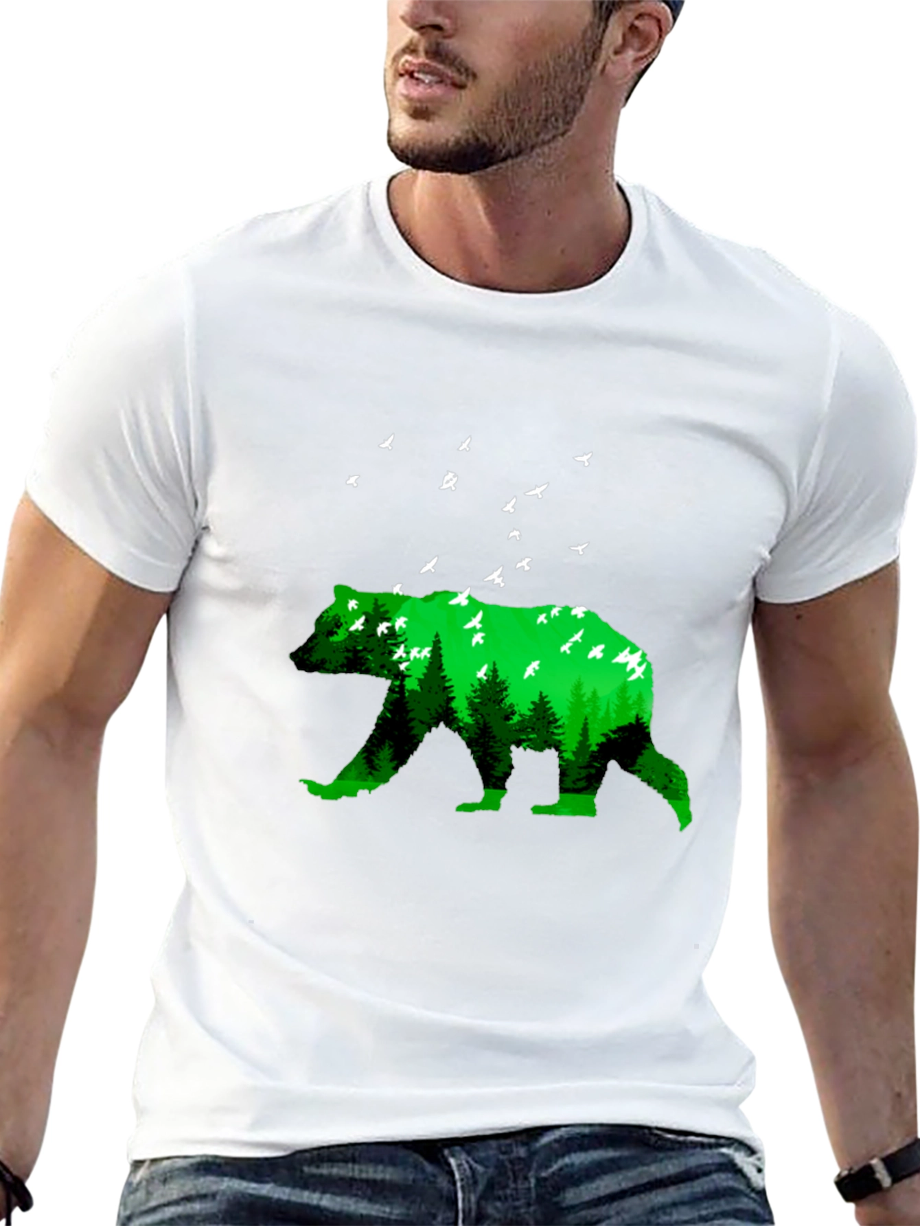 Nature Bear Graphic T-Shirt - Black