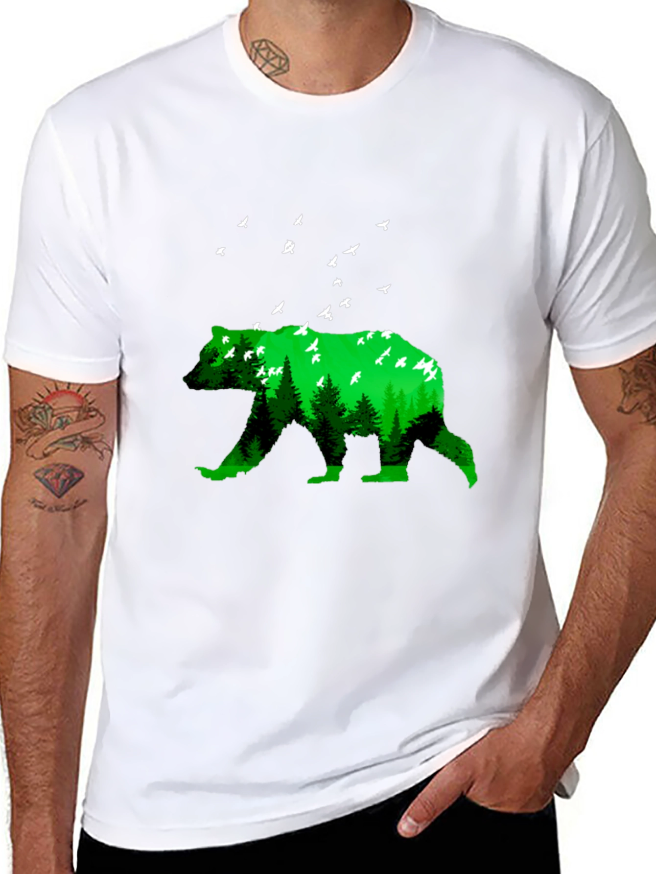Nature Bear Graphic T-Shirt - Black