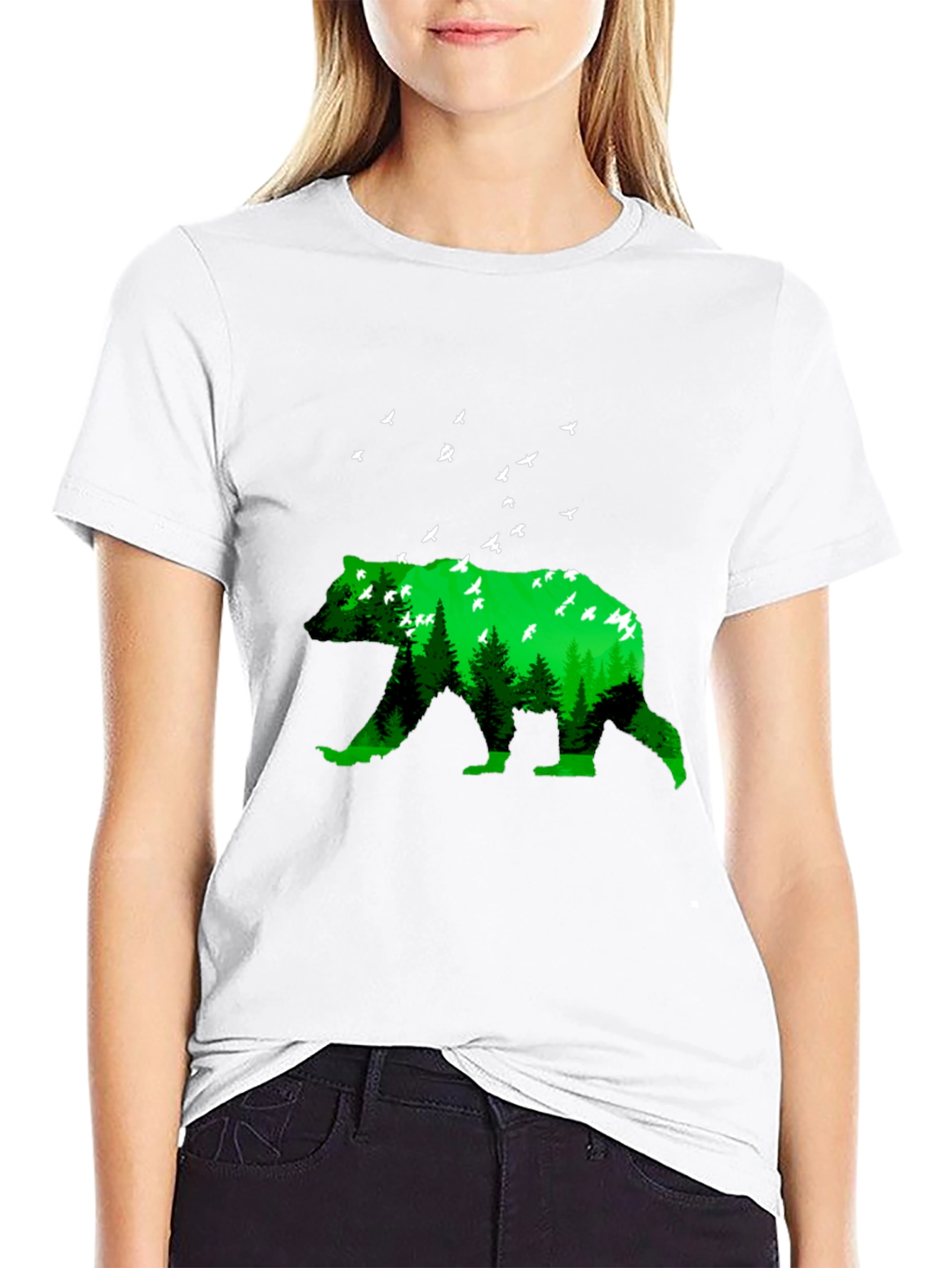 Nature Bear Graphic T-Shirt - Black