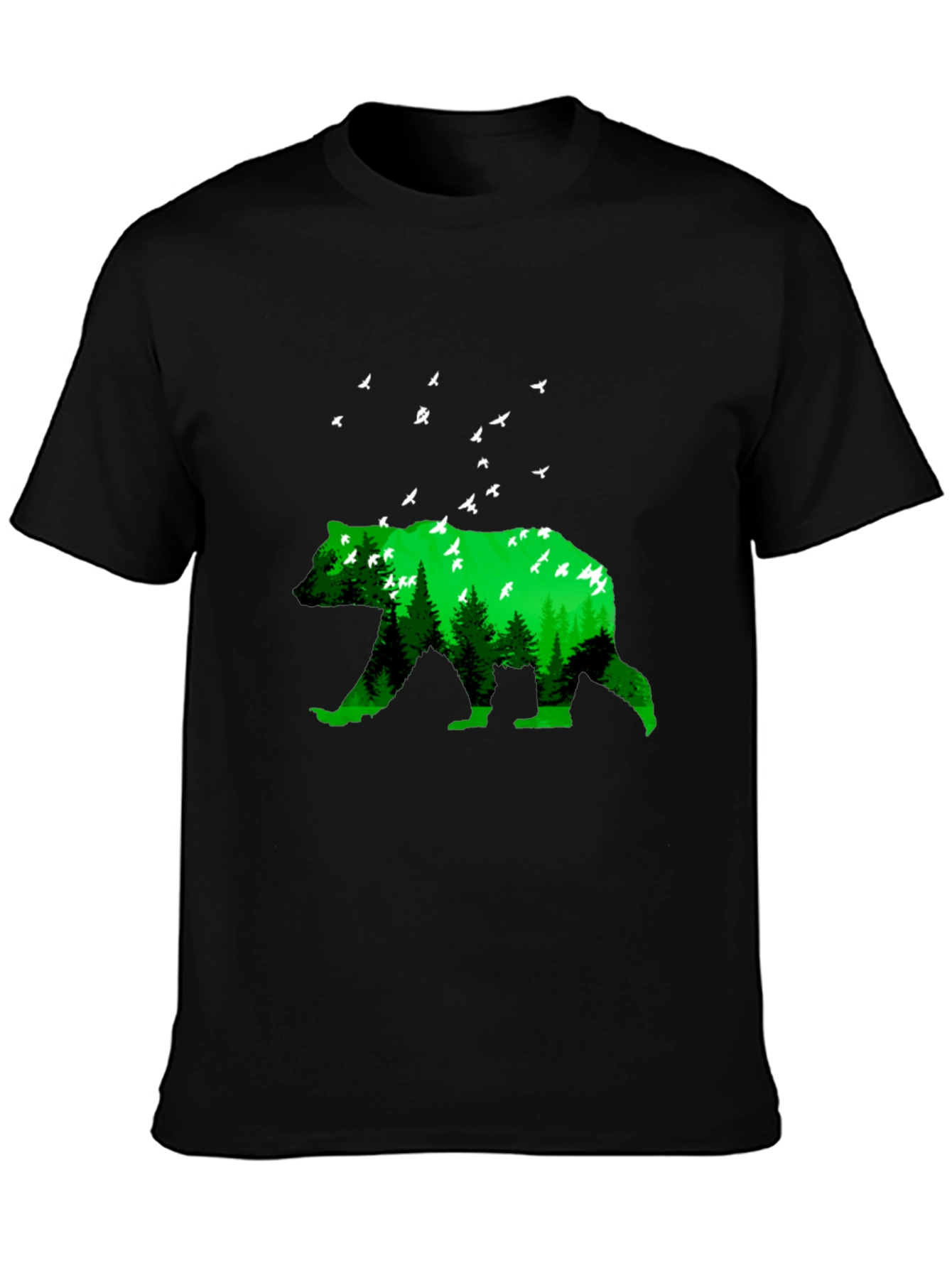 Nature Bear Graphic T-Shirt - Black