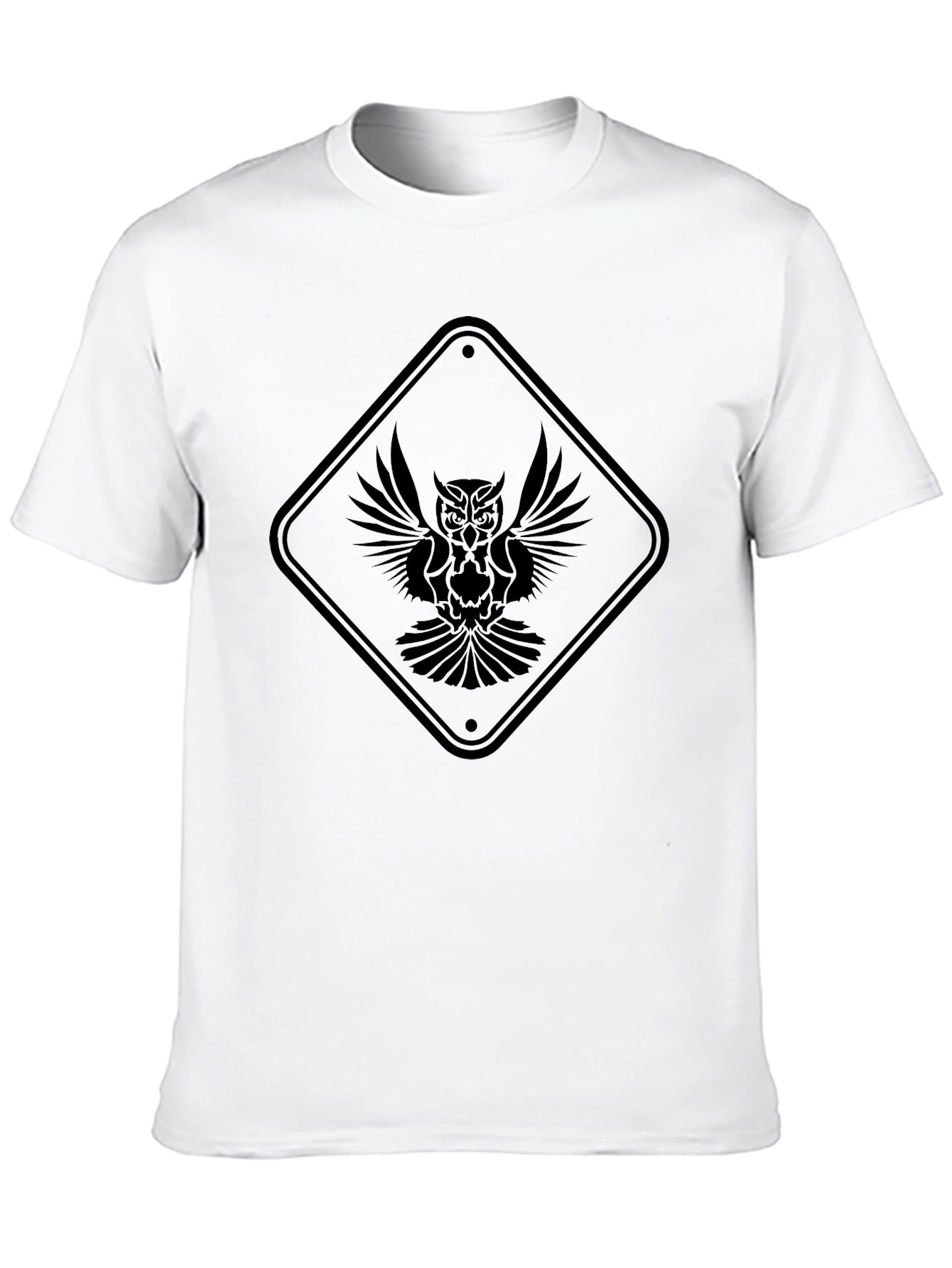 Black Owl Graphic Tee - Unique Diamond Sign Design