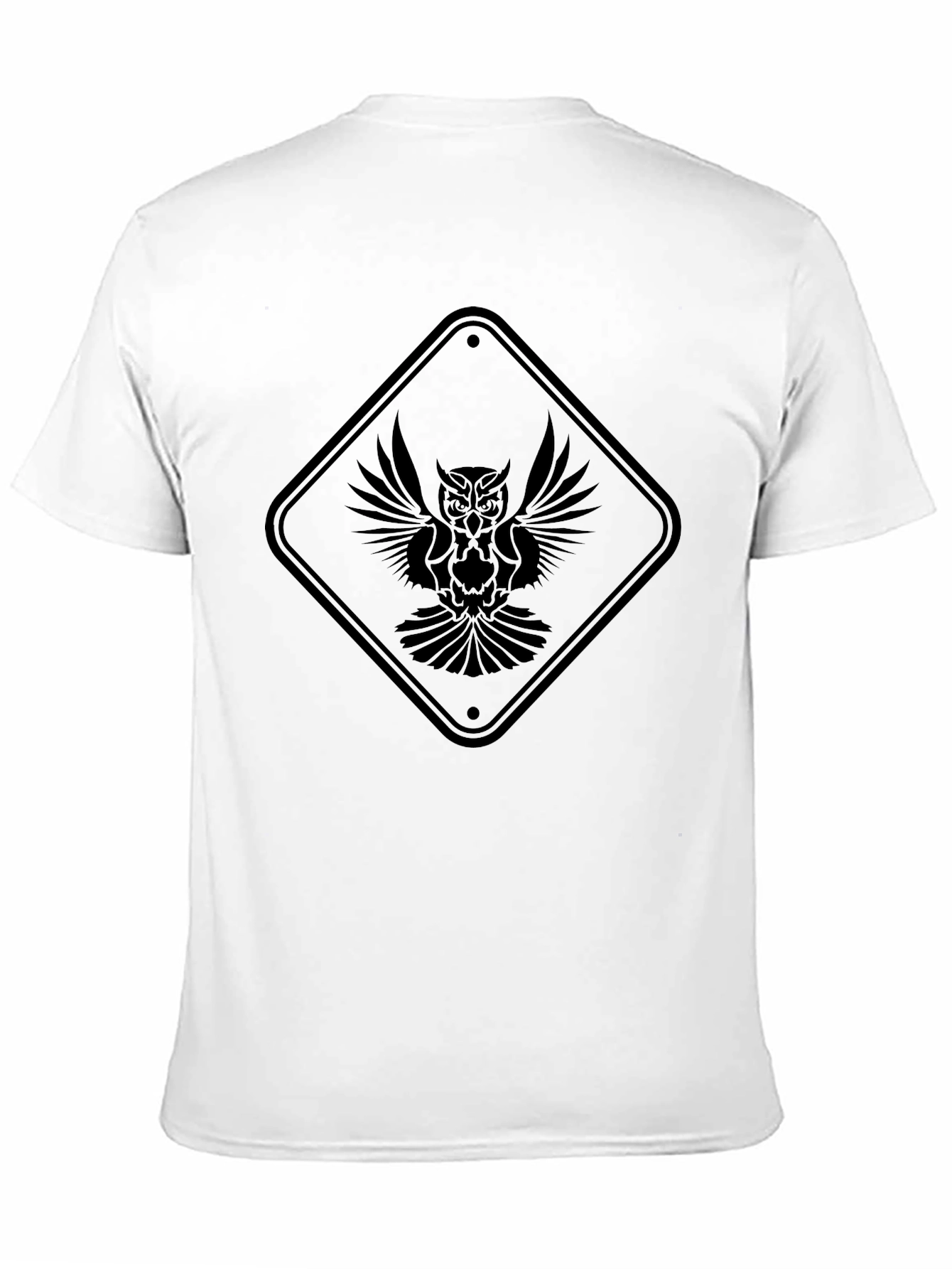 Black Owl Graphic Tee - Unique Diamond Sign Design