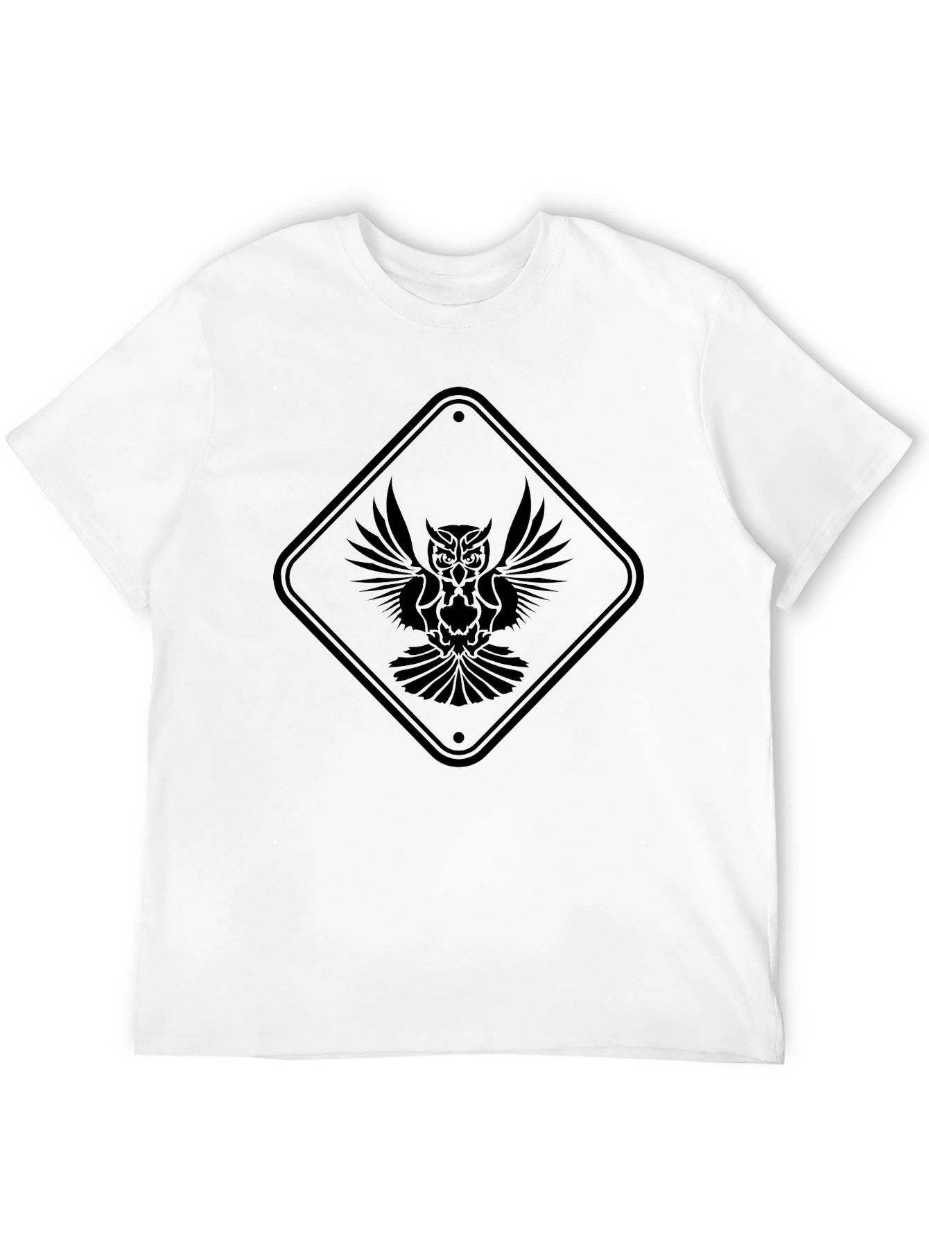 Black Owl Graphic Tee - Unique Diamond Sign Design