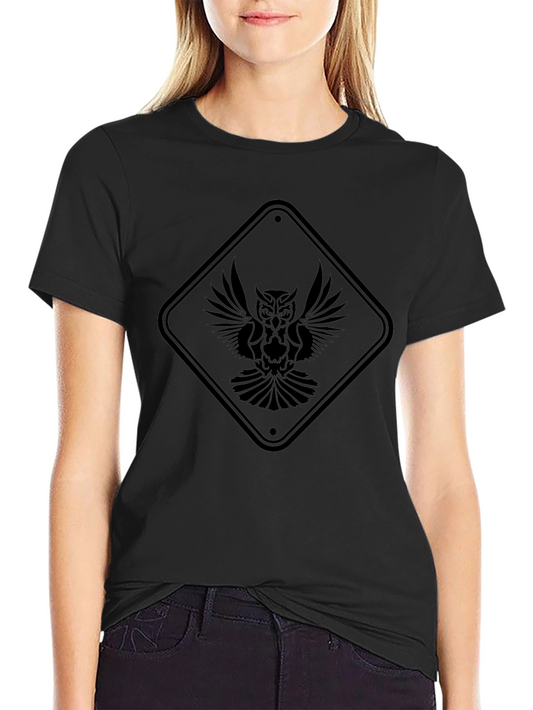 Black Owl Graphic Tee - Unique Diamond Sign Design