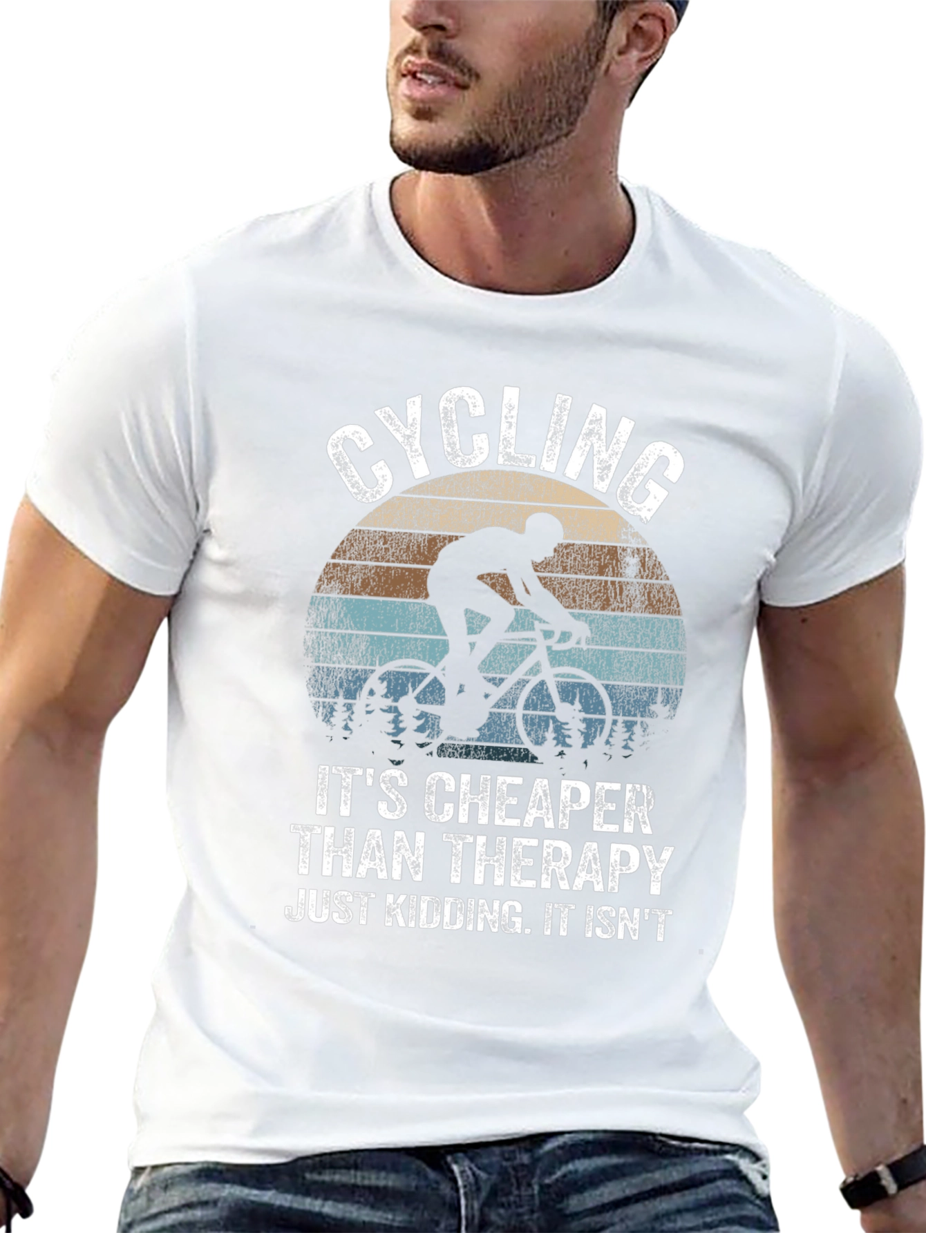 Cycling Cheaper Than Therapy Black Graphic T-Shirt