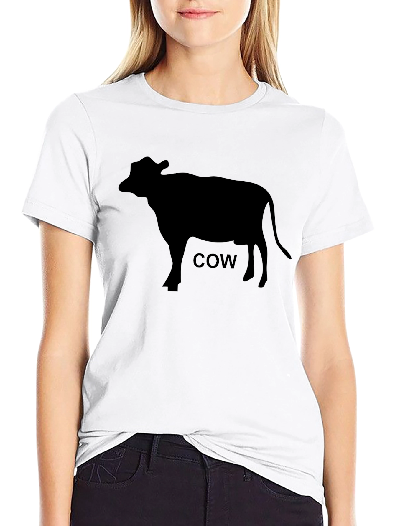 Cow Silhouette Graphic Tee - Unisex Black T-Shirt