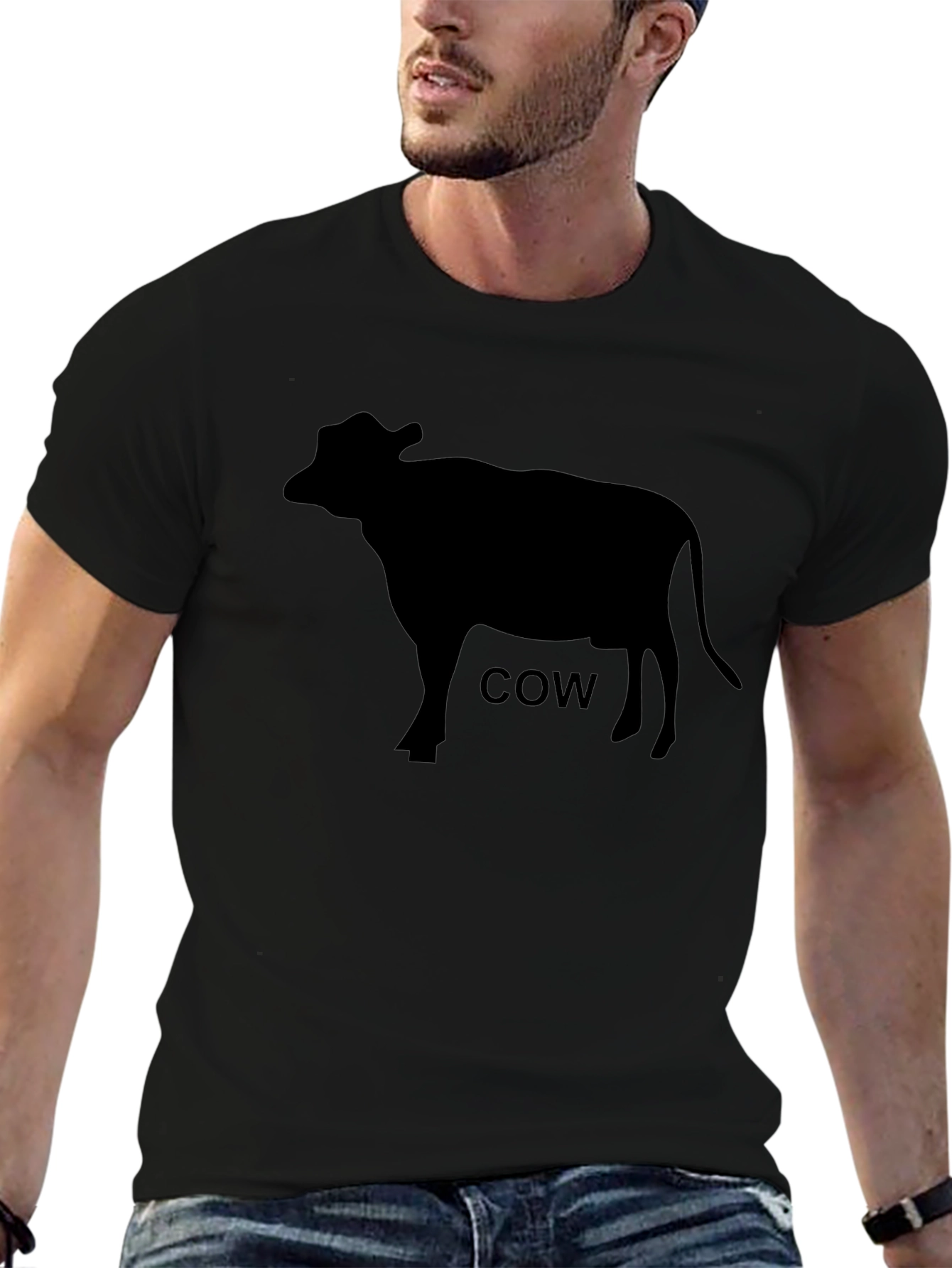 Cow Silhouette Graphic Tee - Unisex Black T-Shirt