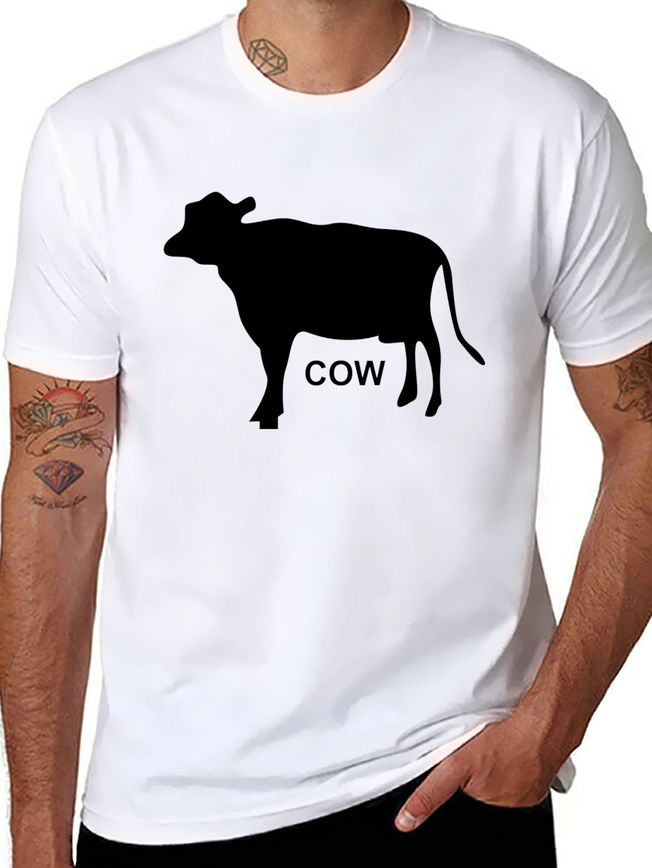 Cow Silhouette Graphic Tee - Unisex Black T-Shirt