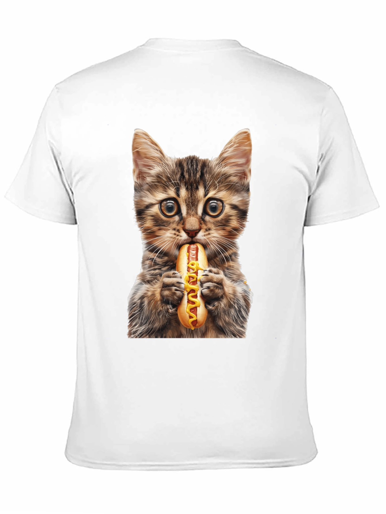 Cat Eating Hotdog Graphic T-Shirt