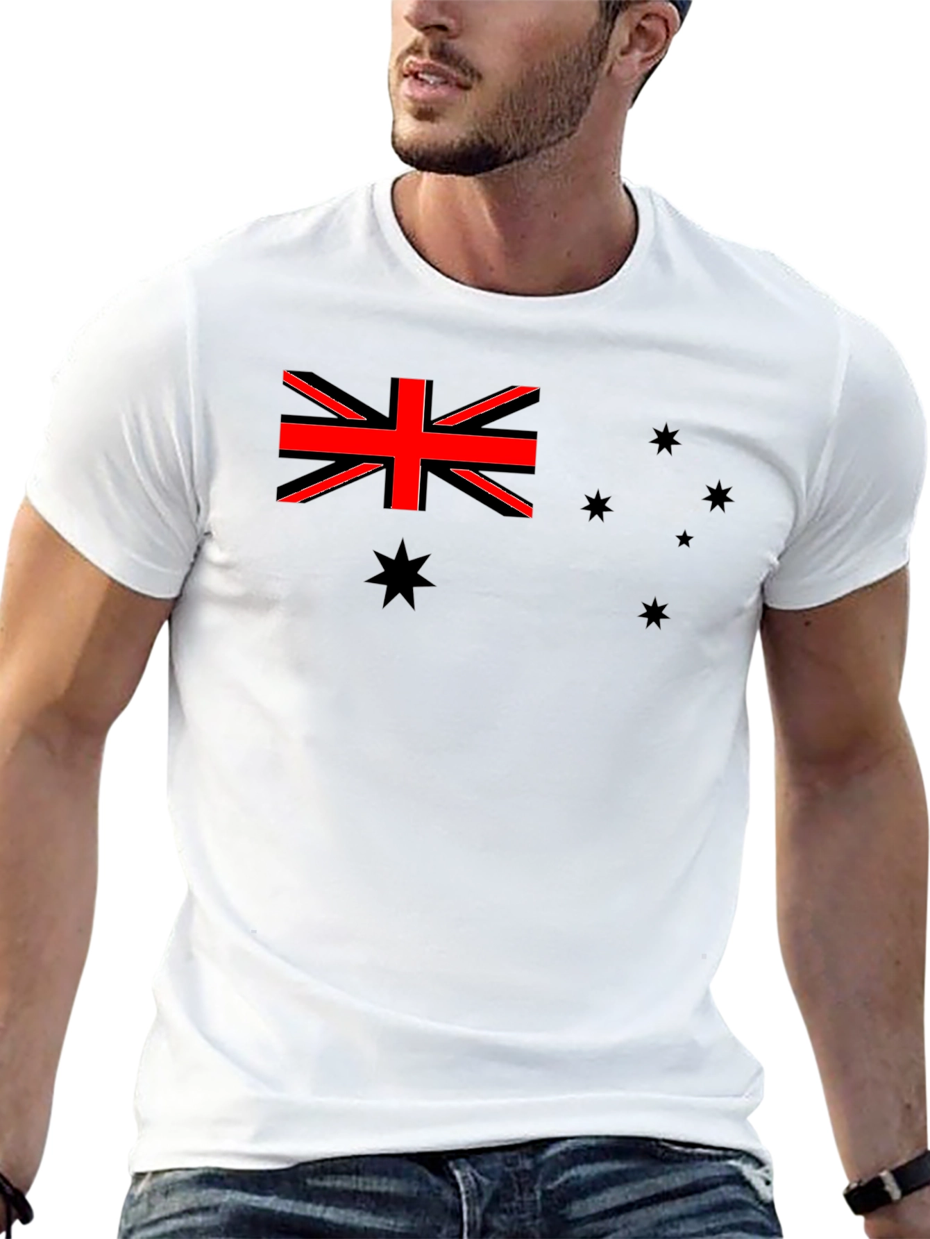 Australian Flag Graphic Print Mens Black T-Shirt