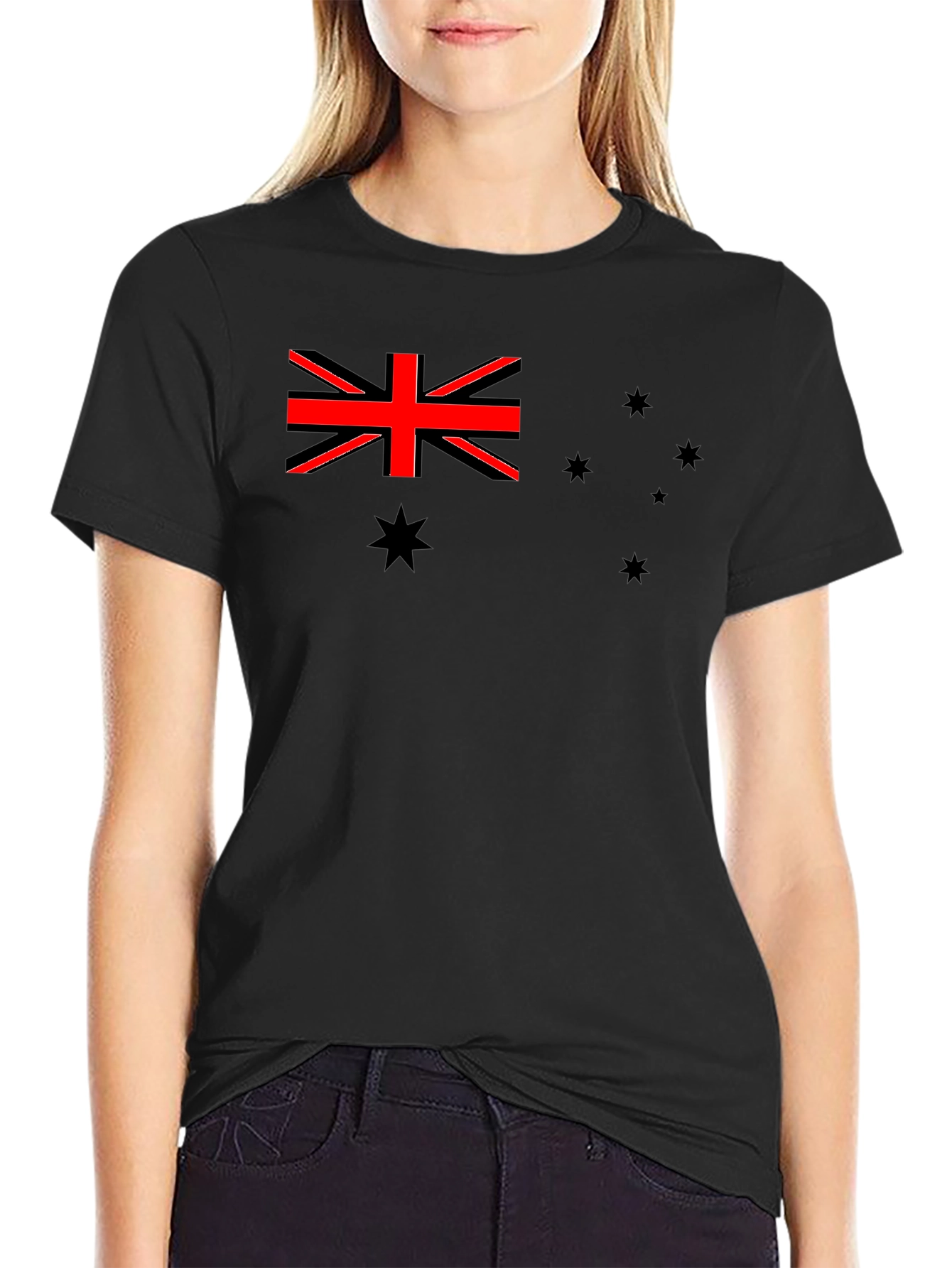Australian Flag Graphic Print Mens Black T-Shirt
