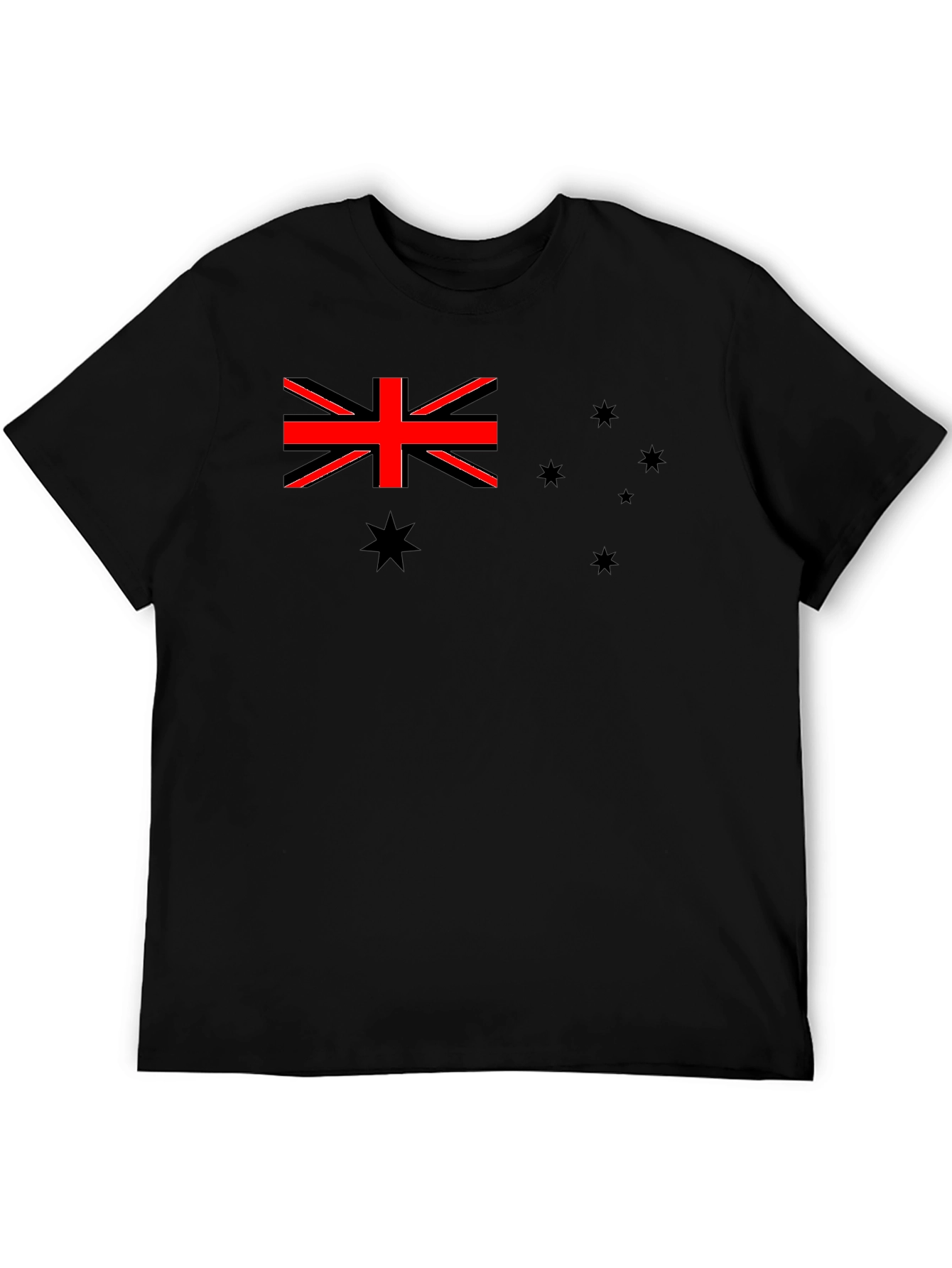 Australian Flag Graphic Print Mens Black T-Shirt