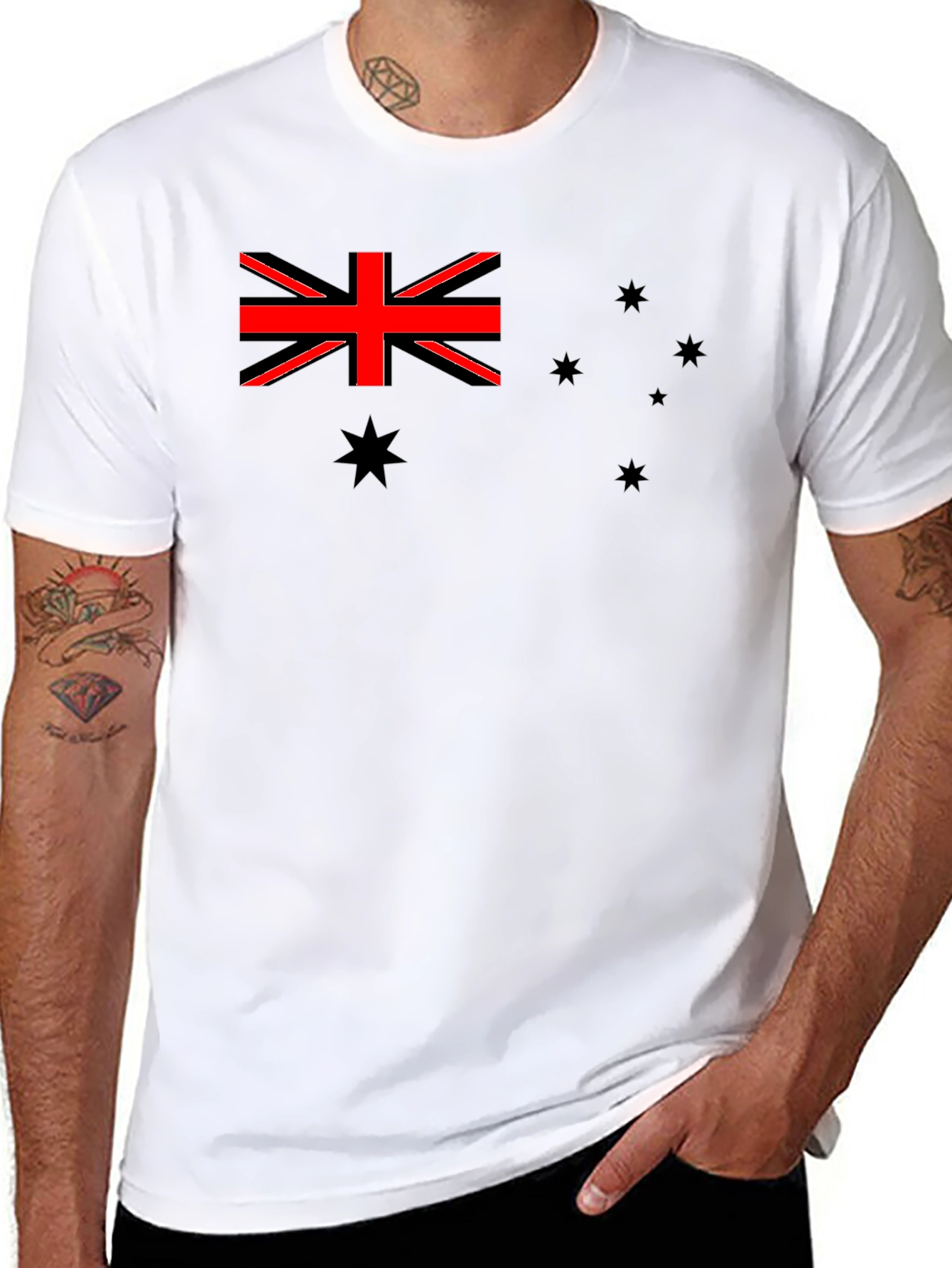 Australian Flag Graphic Print Mens Black T-Shirt