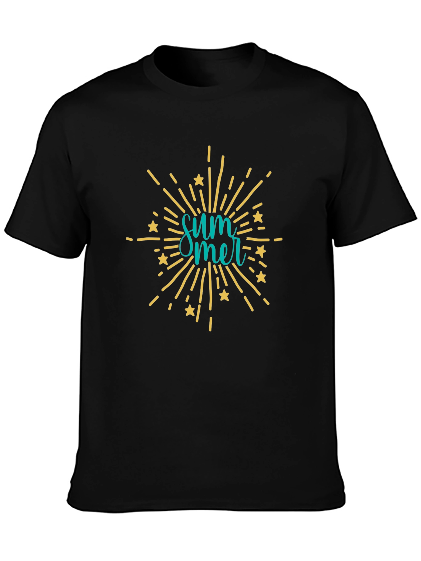 Summer Graphic Print Black T-Shirt