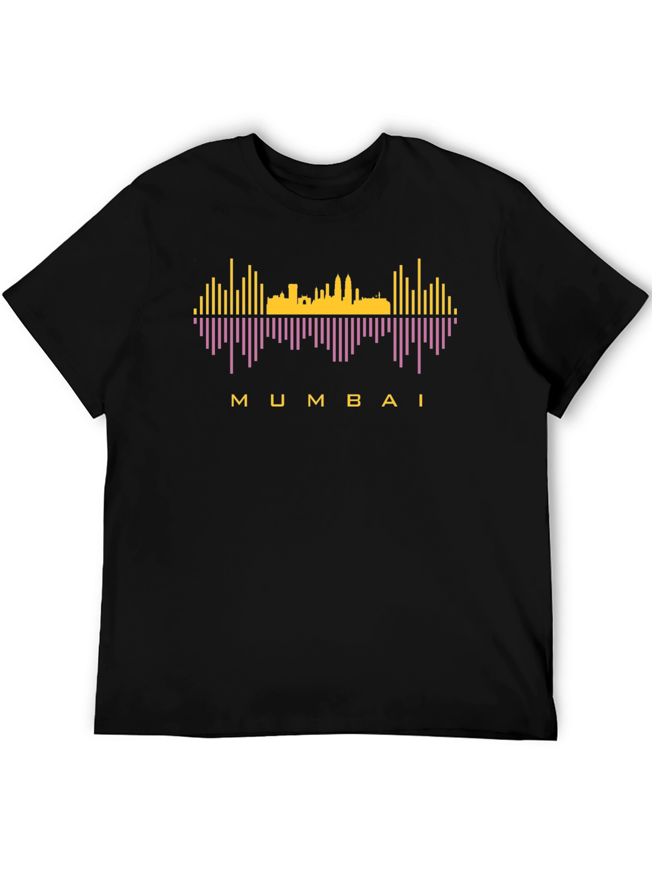 Mumbai Skyline Graphic Tee - Black Cotton T-Shirt
