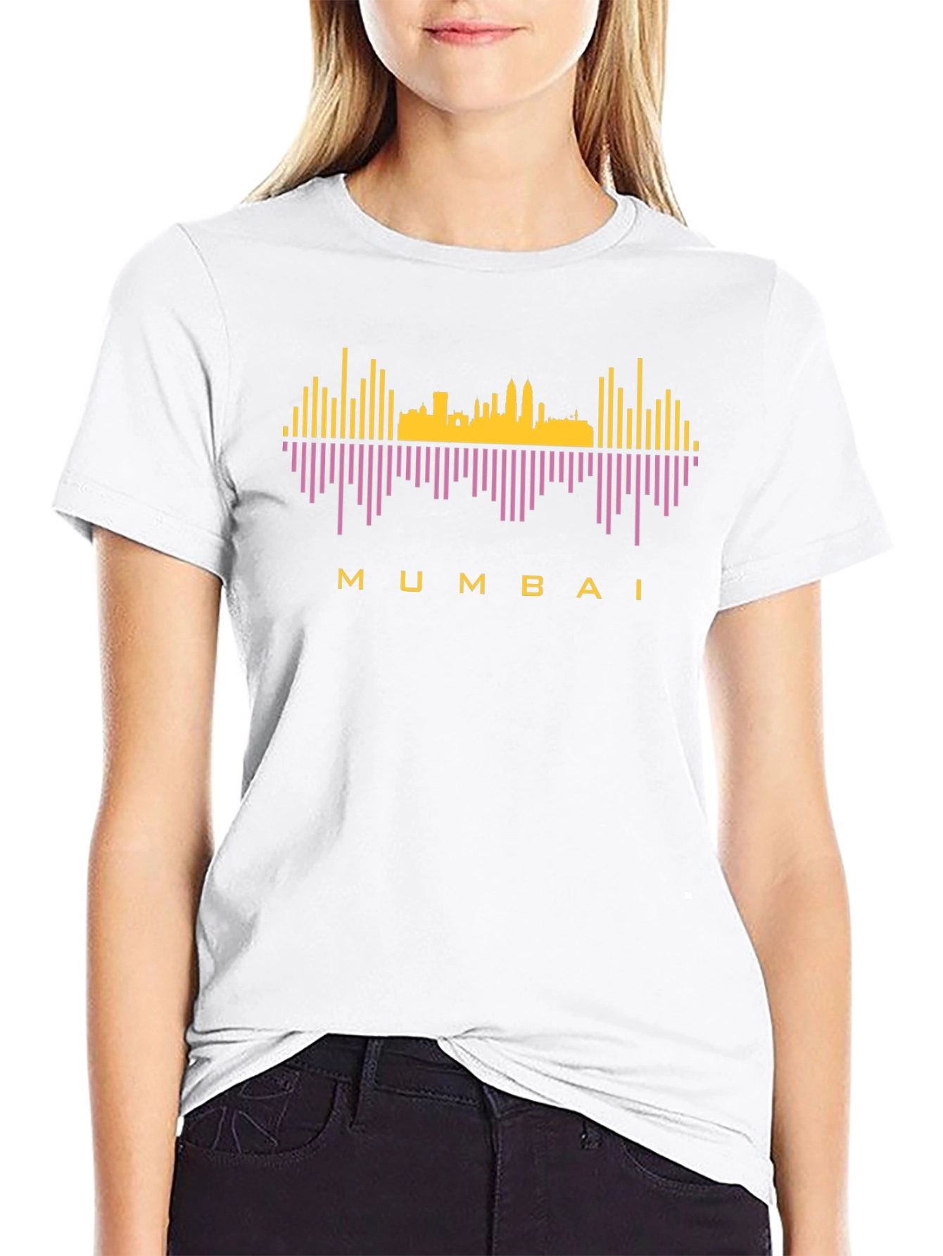 Mumbai Skyline Graphic Tee - Black Cotton T-Shirt