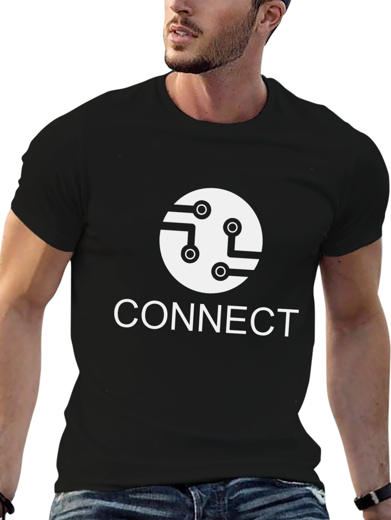 Connect Circuit Board Graphic Black T-Shirt