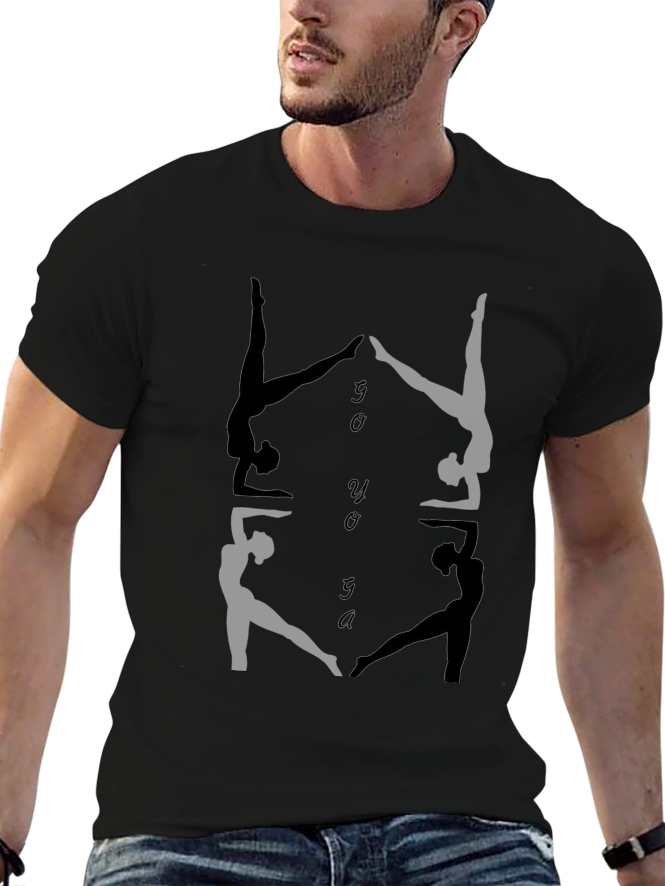 Yoga Silhouette Graphic Black T-Shirt