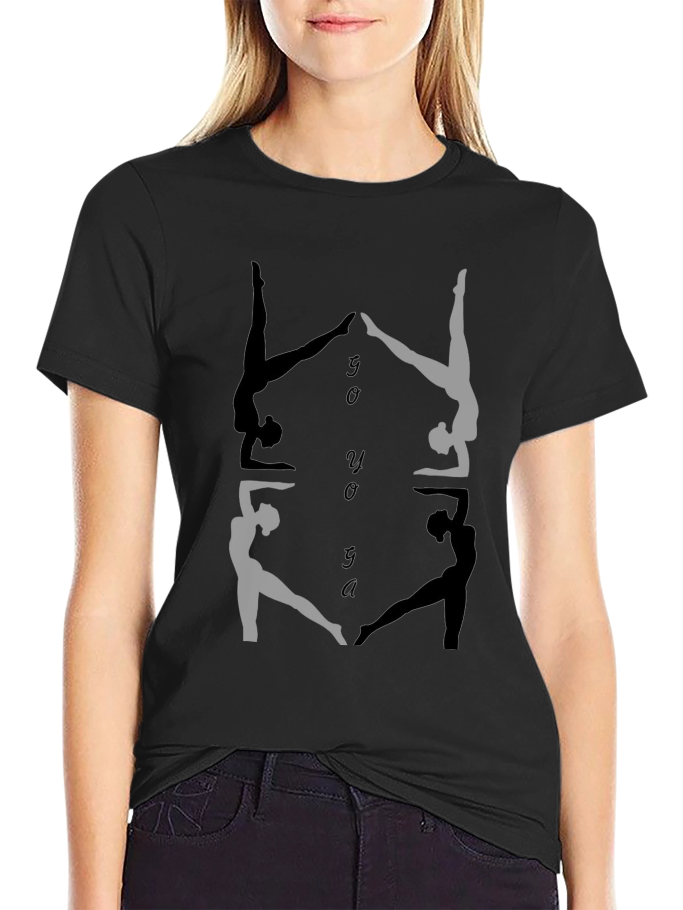 Yoga Silhouette Graphic Black T-Shirt