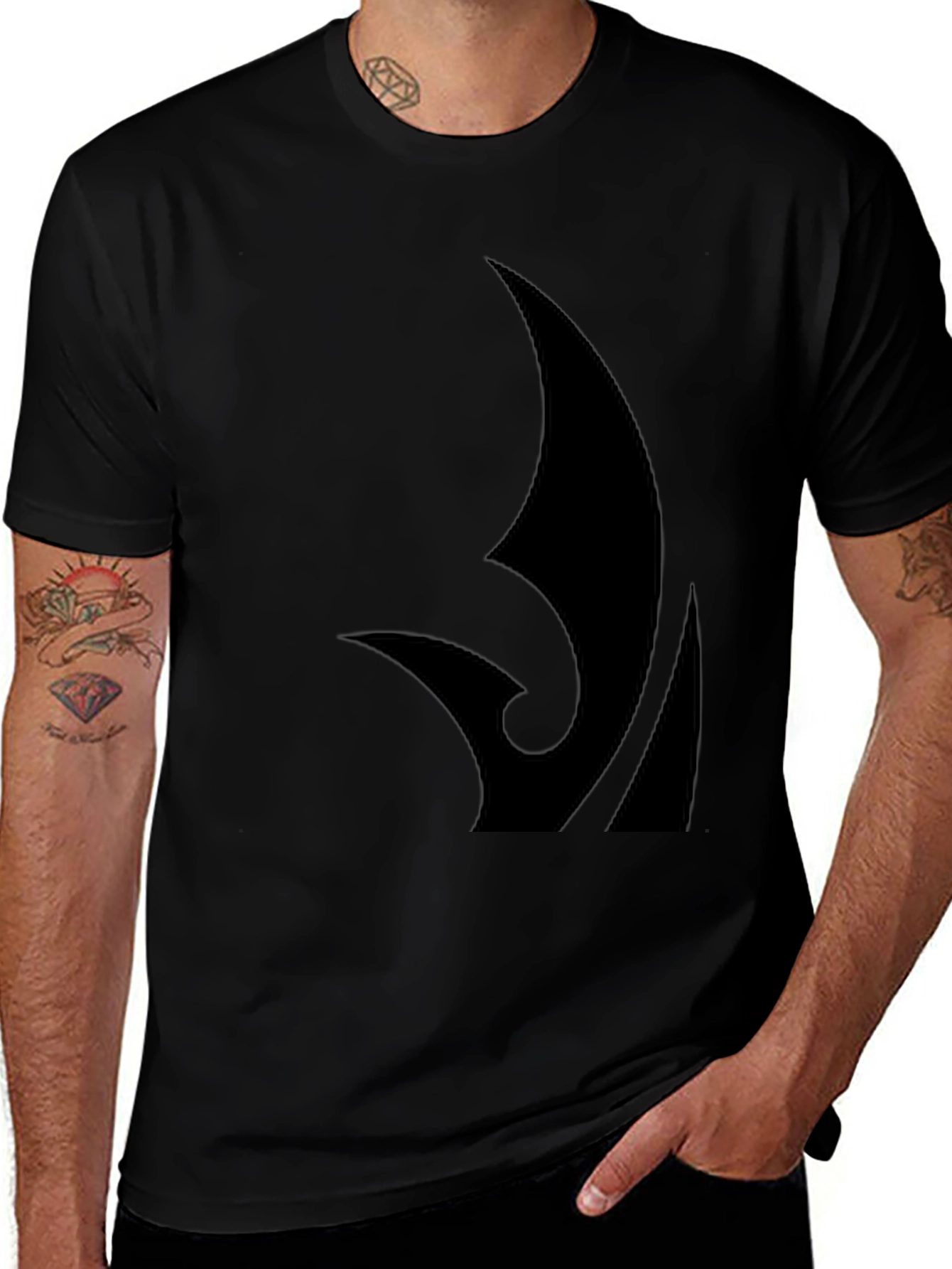 Black Graphic Tee - Abstract Design