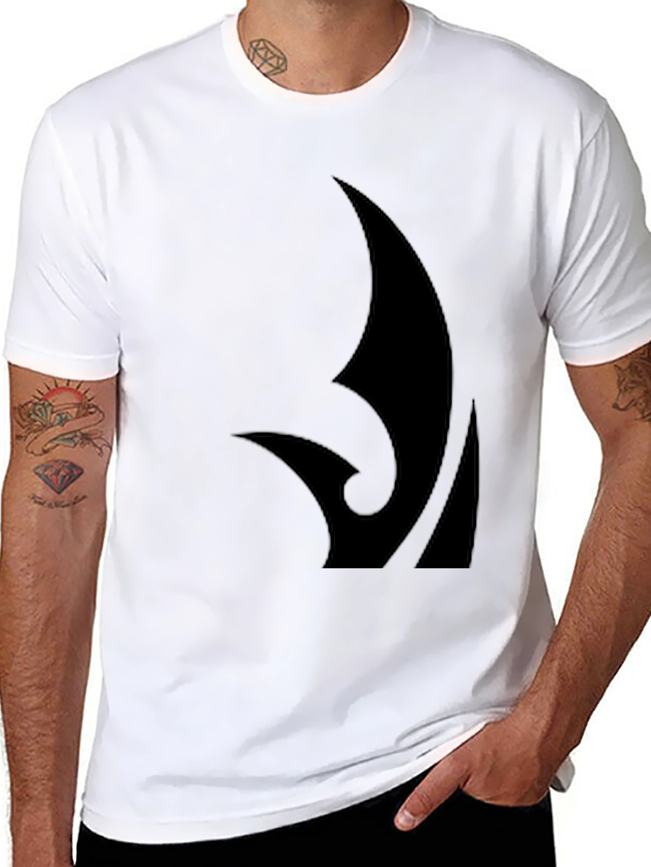 Black Graphic Tee - Abstract Design