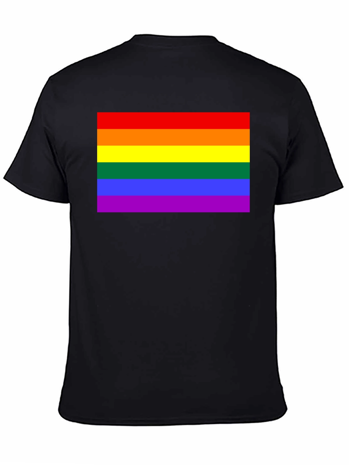 Pride Flag Graphic Tee - Black Cotton Blend