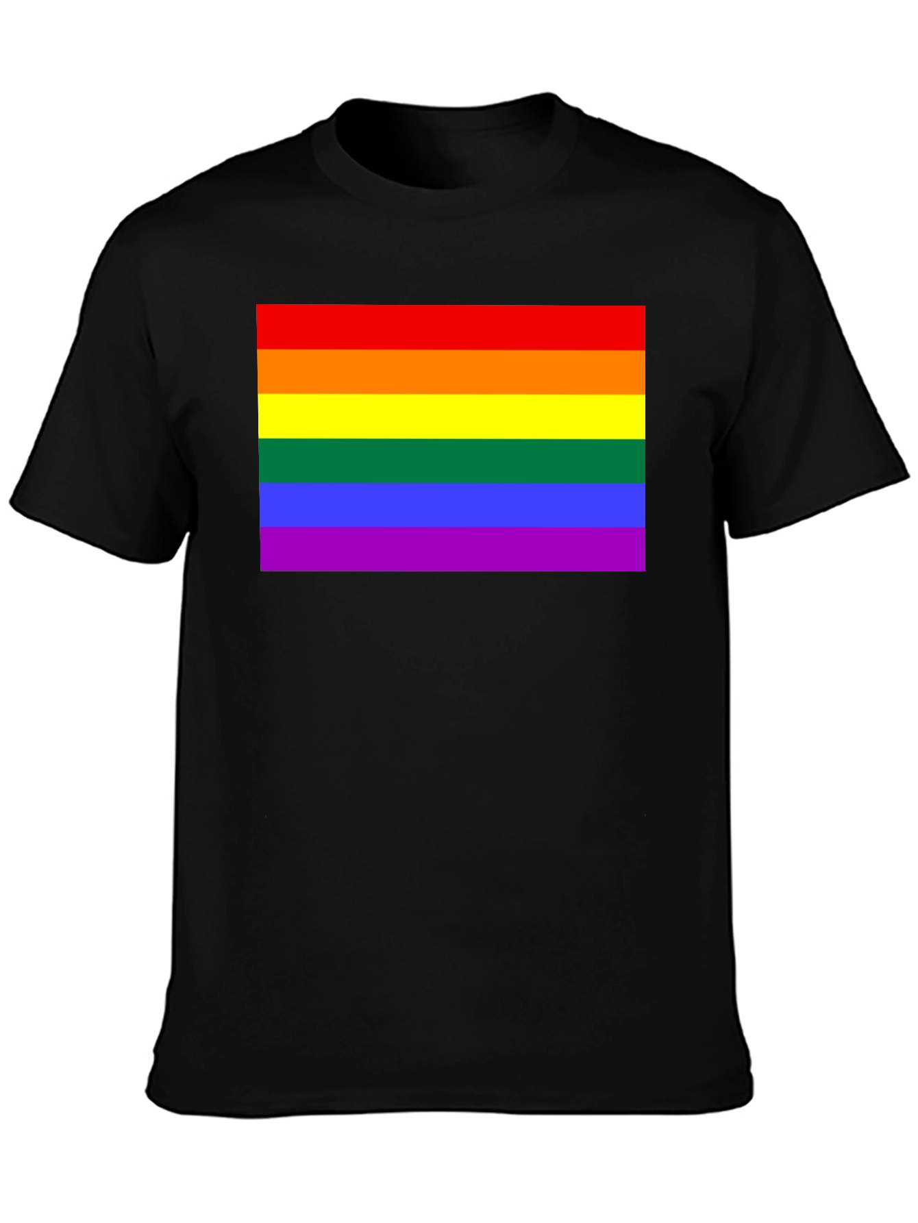 Pride Flag Graphic Tee - Black Cotton Blend