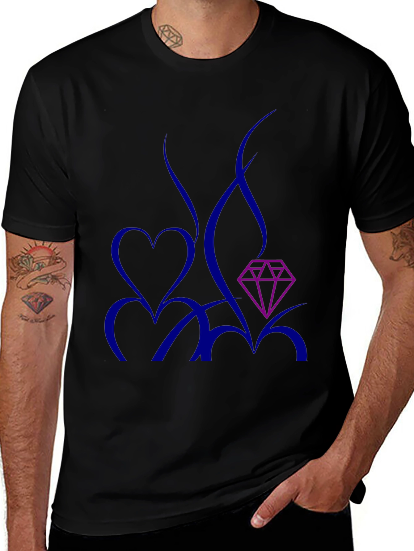 Modern Graphic Tee: Heart & Diamond Design