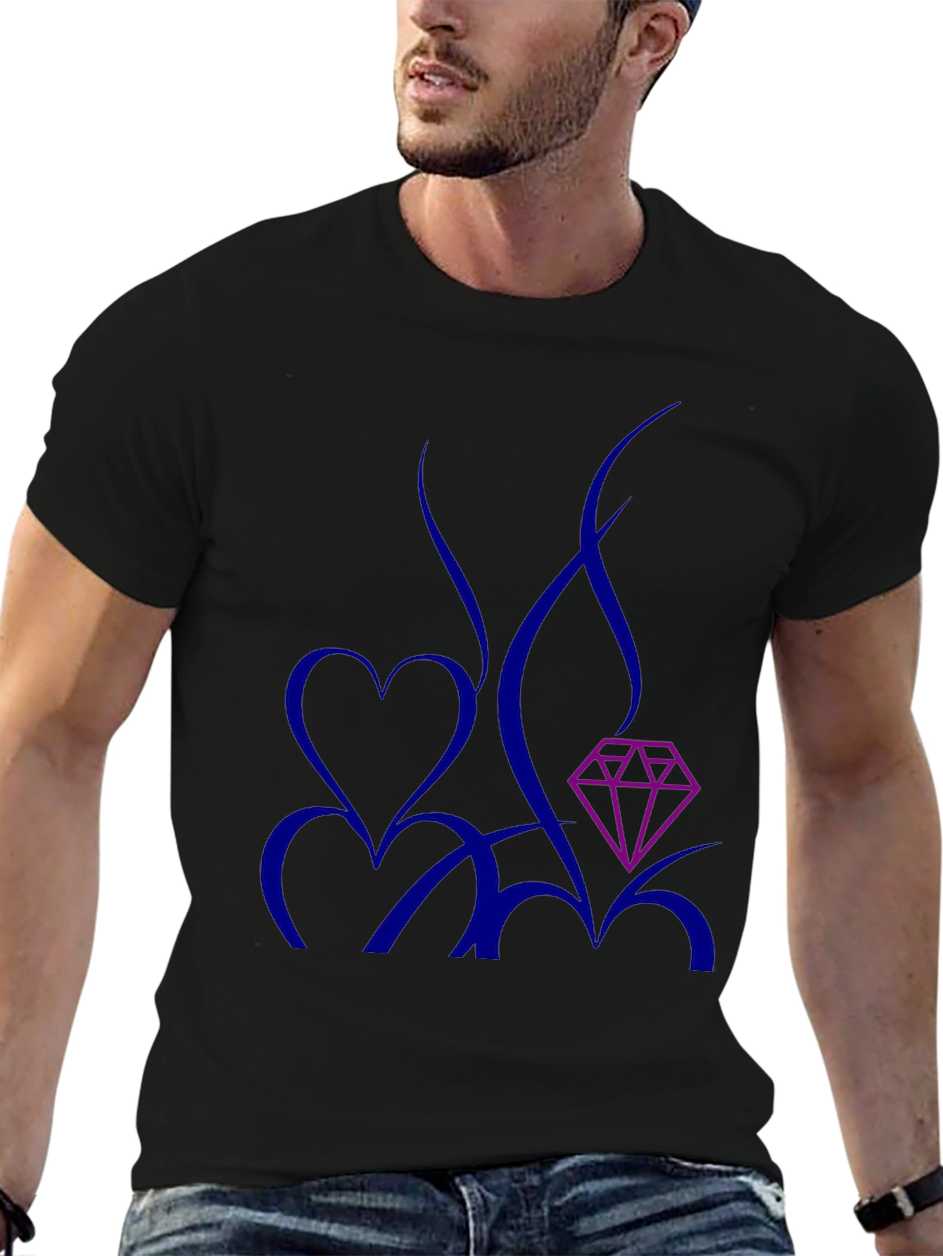 Modern Graphic Tee: Heart & Diamond Design
