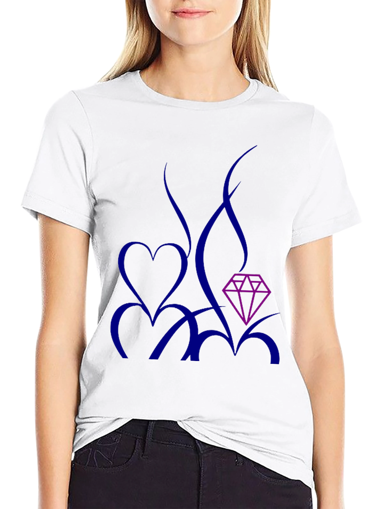 Modern Graphic Tee: Heart & Diamond Design