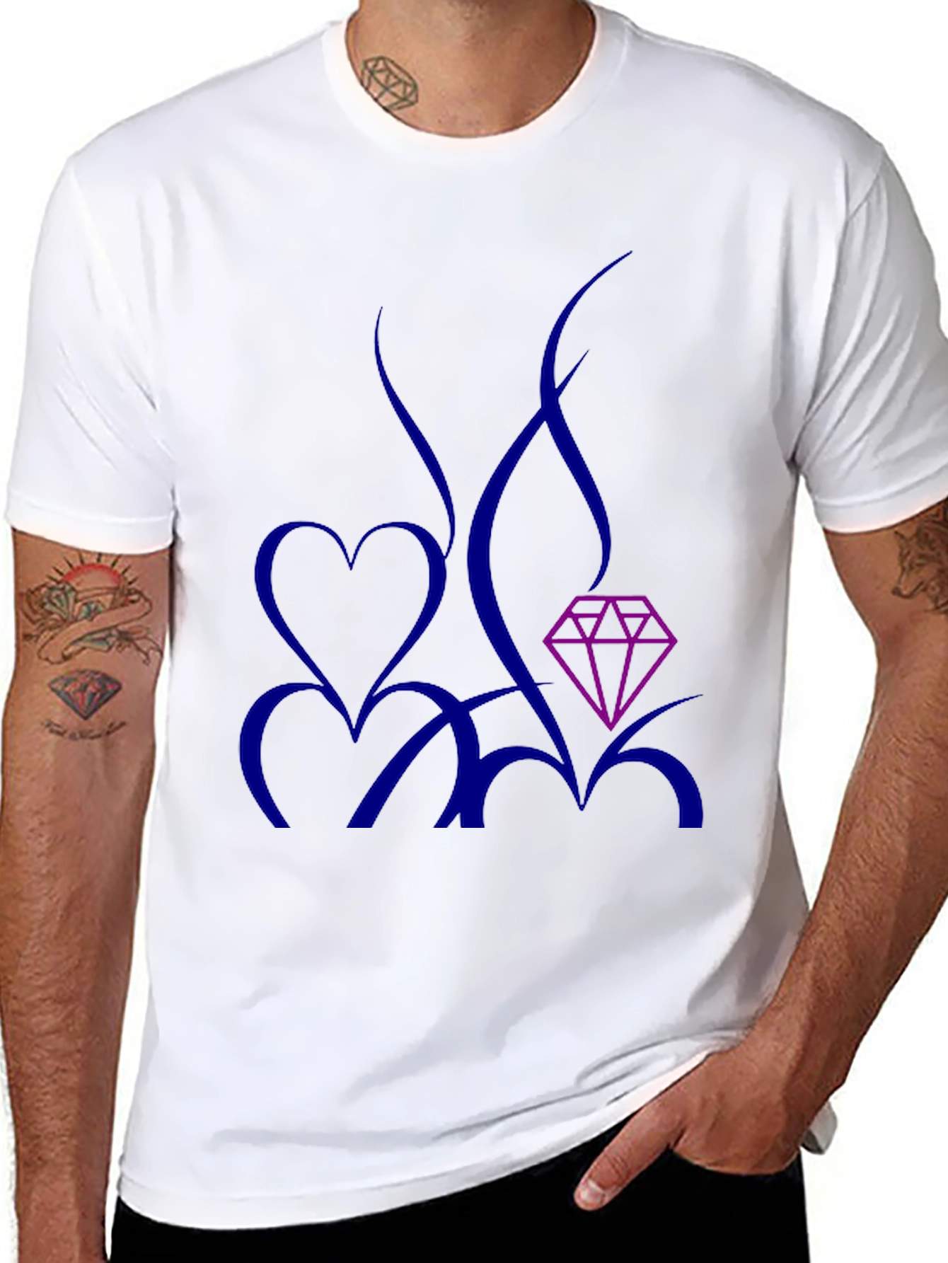 Modern Graphic Tee: Heart & Diamond Design