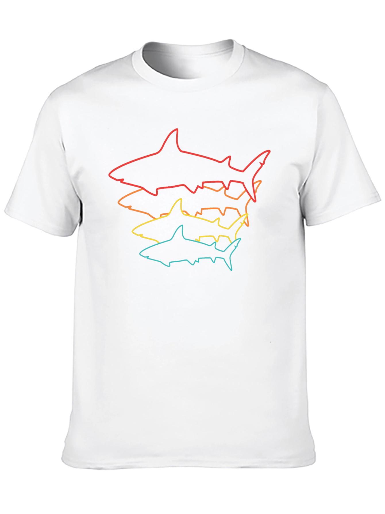 Shark Outline Stack T-Shirt - Mens Black Tee