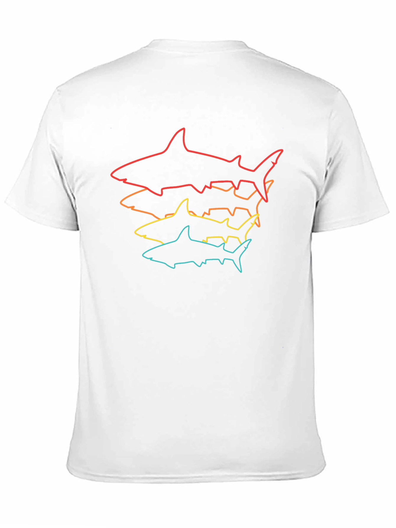 Shark Outline Stack T-Shirt - Mens Black Tee
