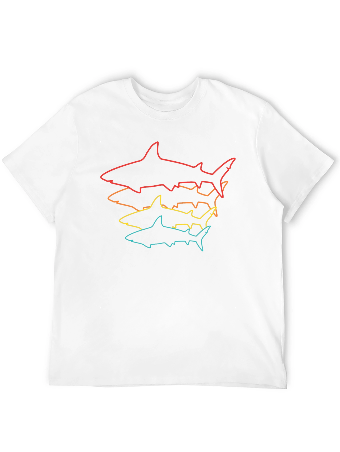 Shark Outline Stack T-Shirt - Mens Black Tee
