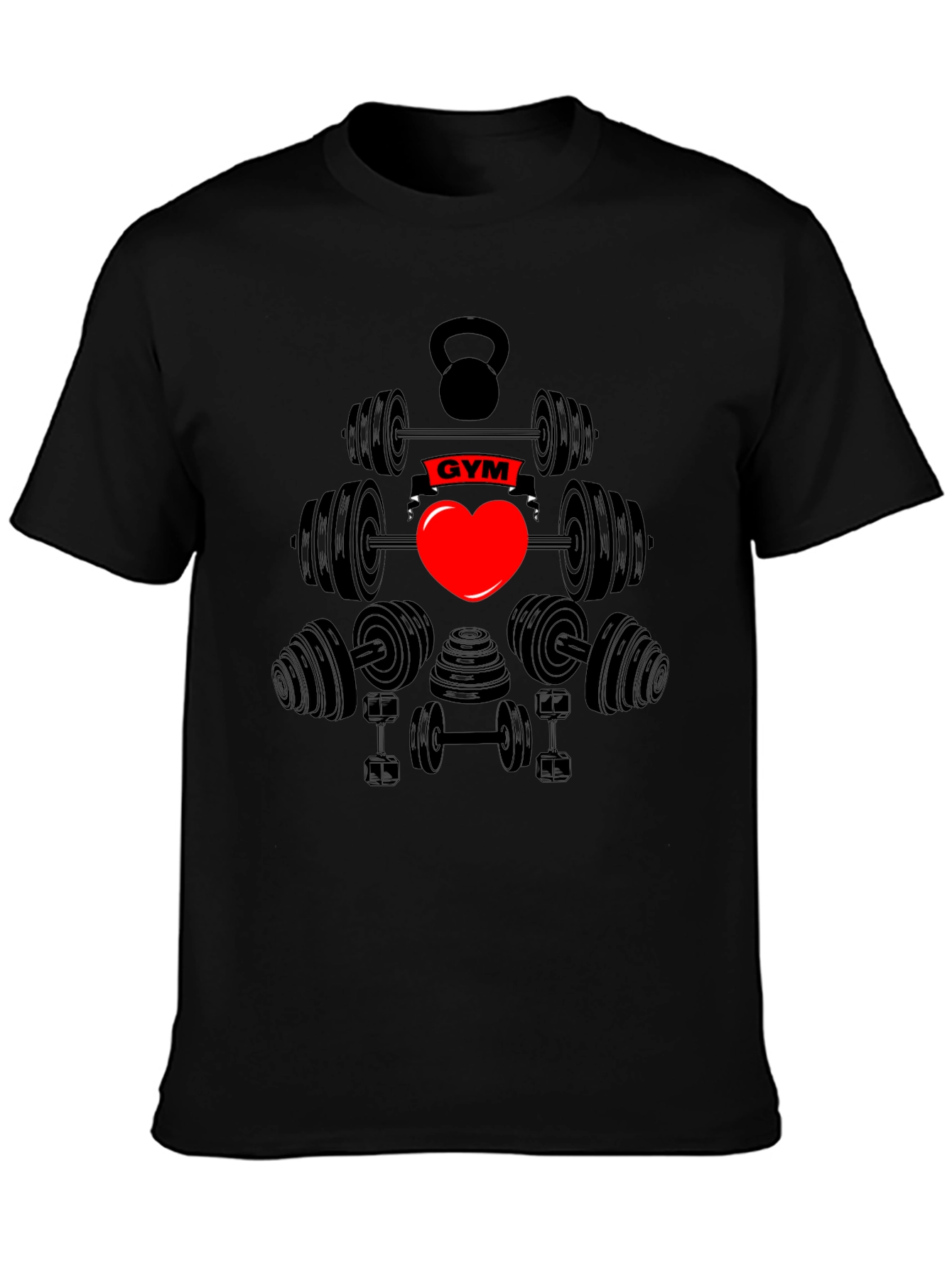 Gym Heart Black T-Shirt