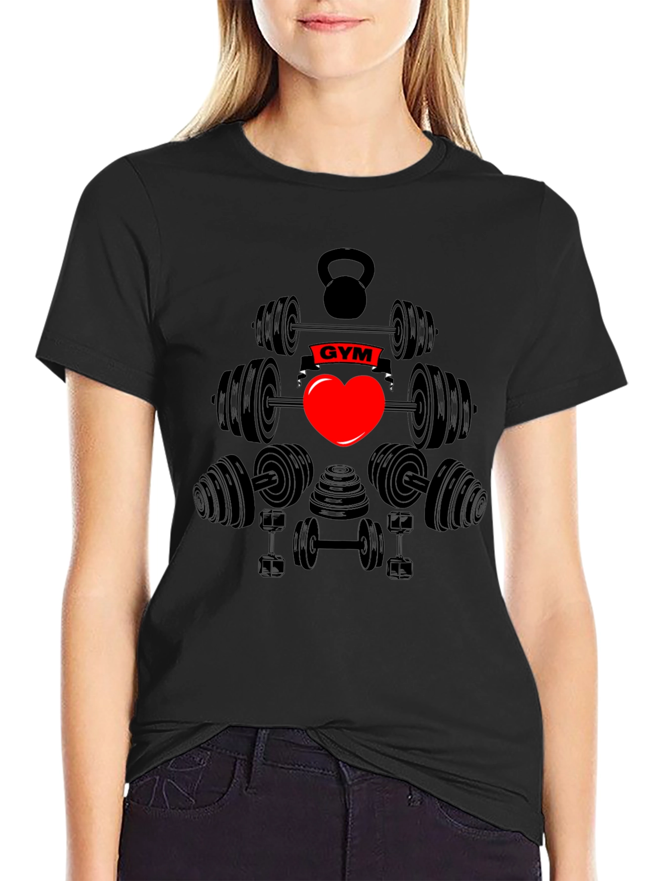 Gym Heart Black T-Shirt
