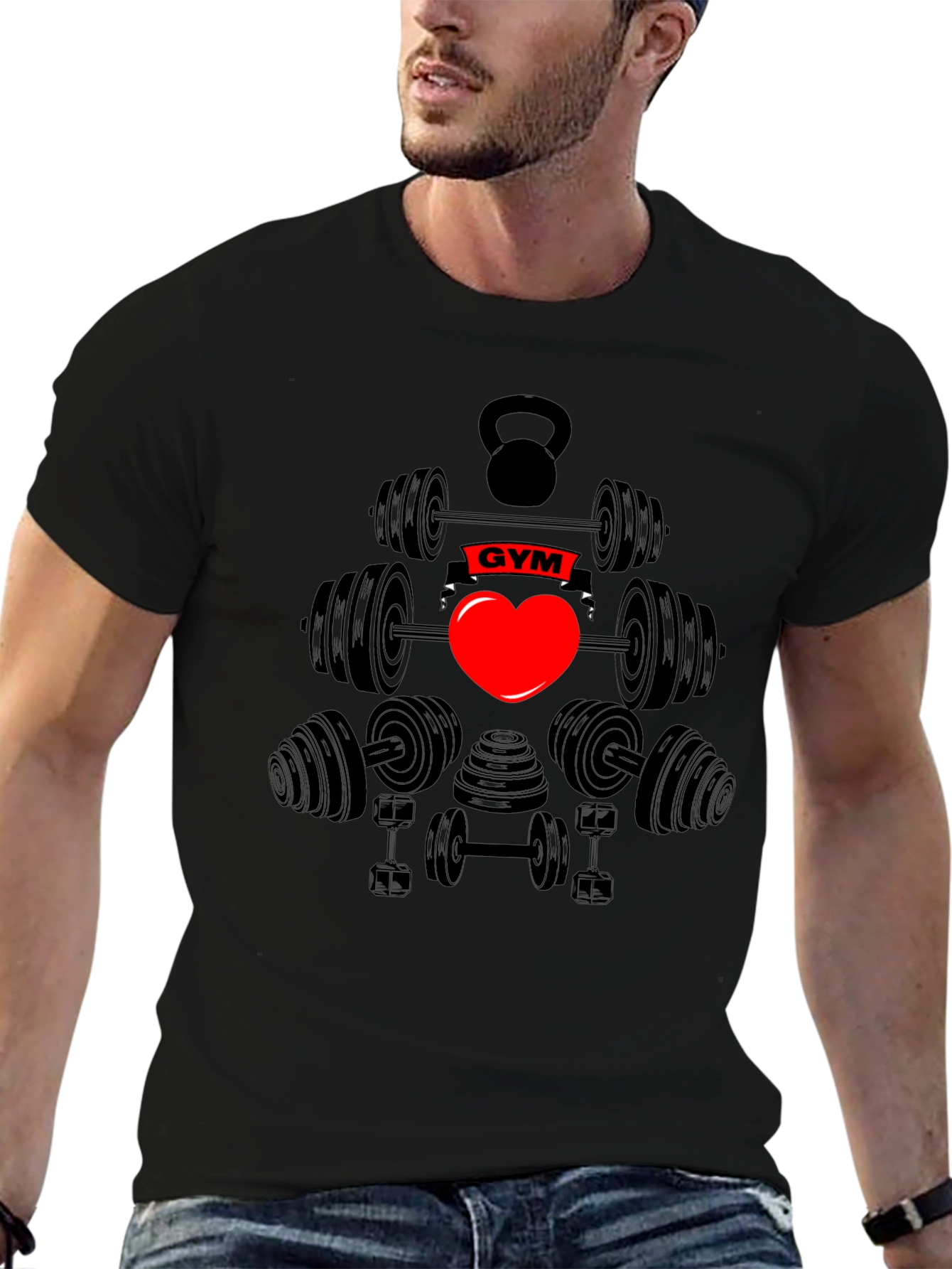Gym Heart Black T-Shirt