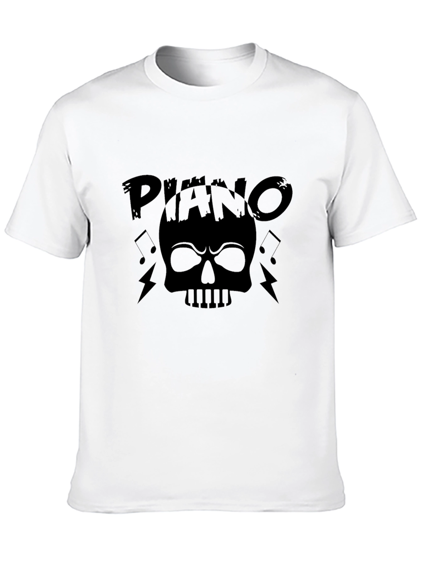 Piano Skull Graphic T-Shirt - Black