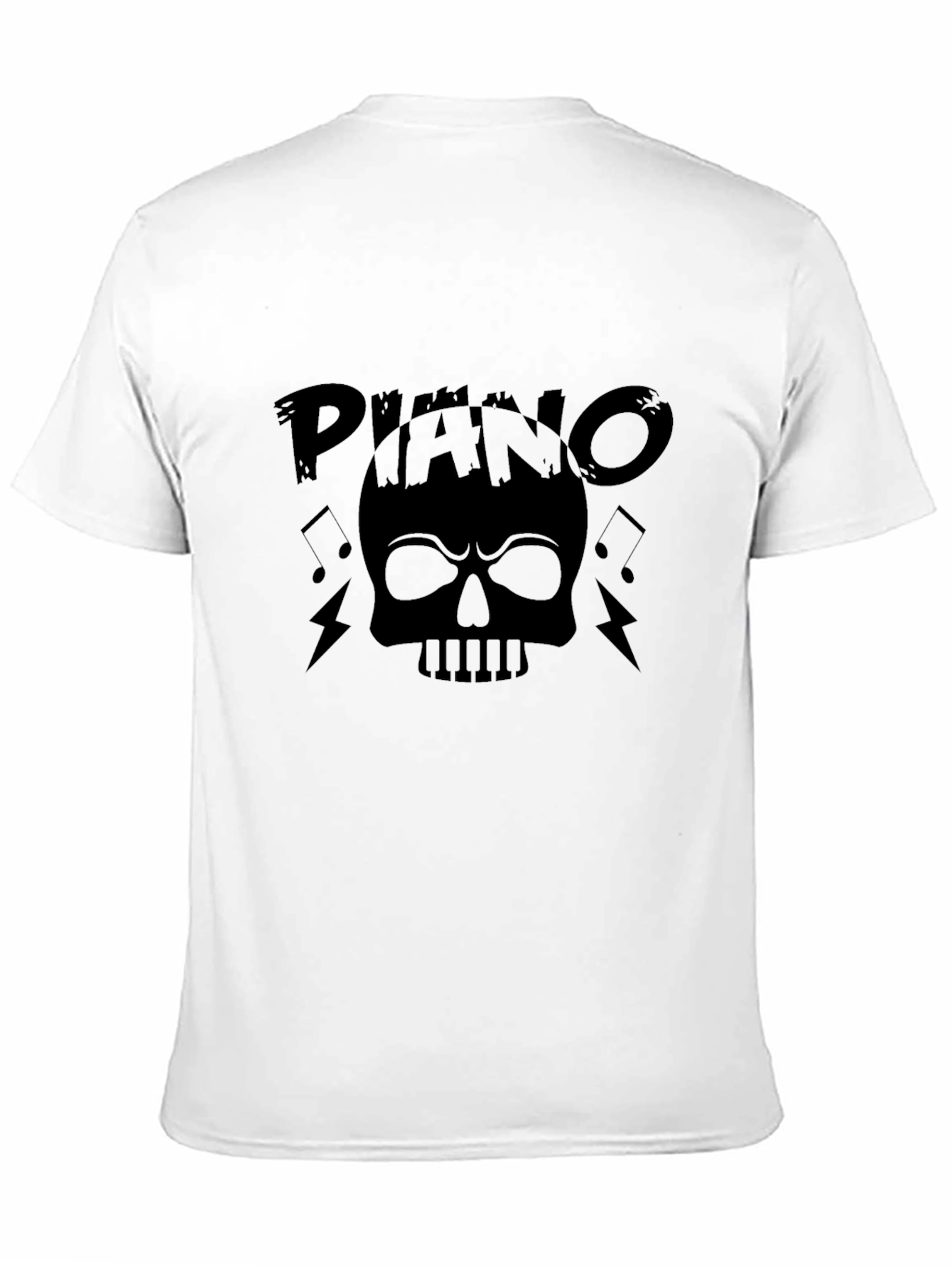 Piano Skull Graphic T-Shirt - Black