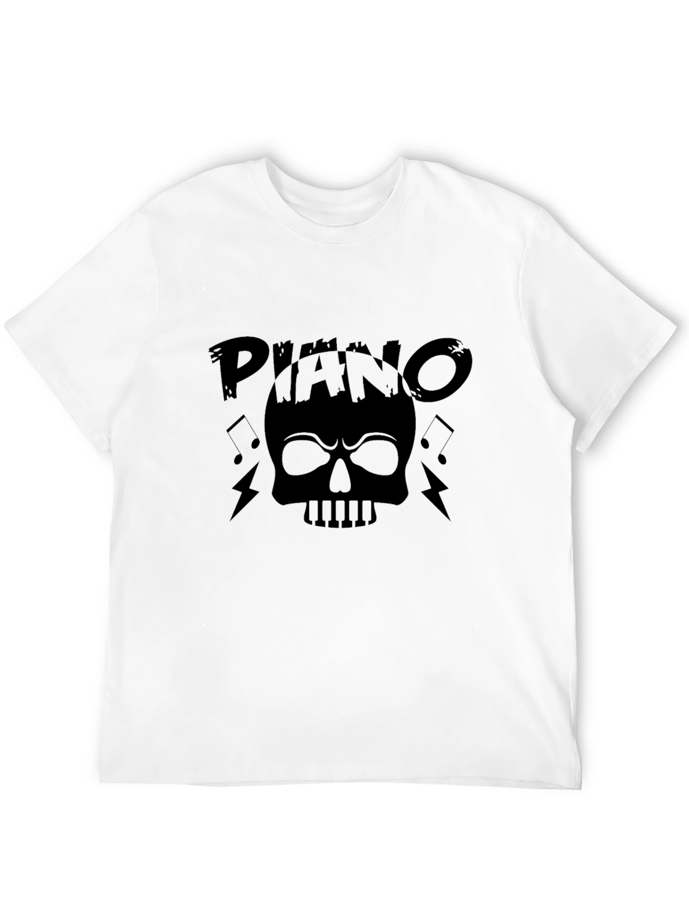 Piano Skull Graphic T-Shirt - Black