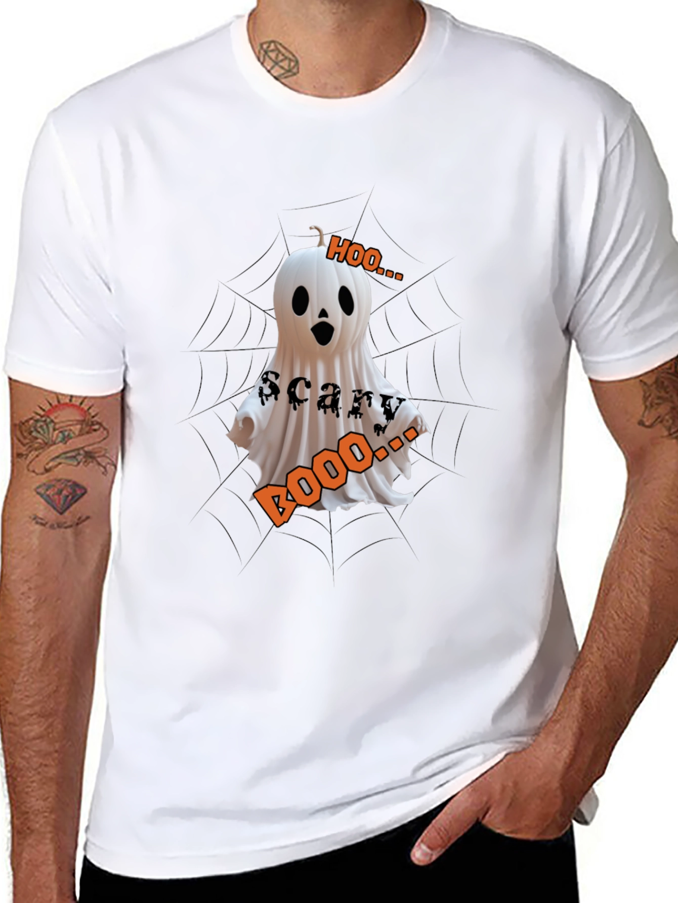 Halloween Ghost Pumpkin T-Shirt - Scary Boo Design