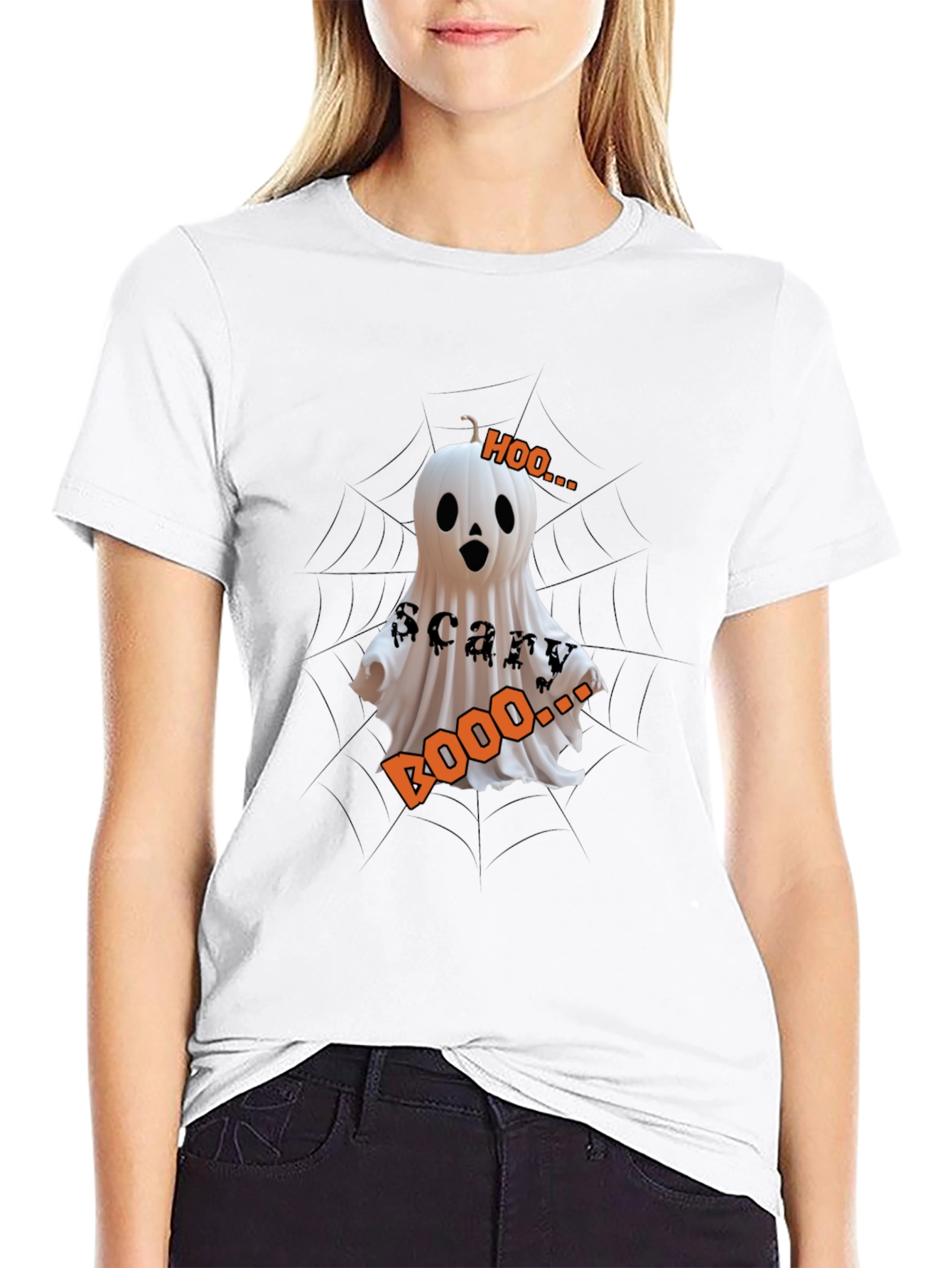 Halloween Ghost Pumpkin T-Shirt - Scary Boo Design