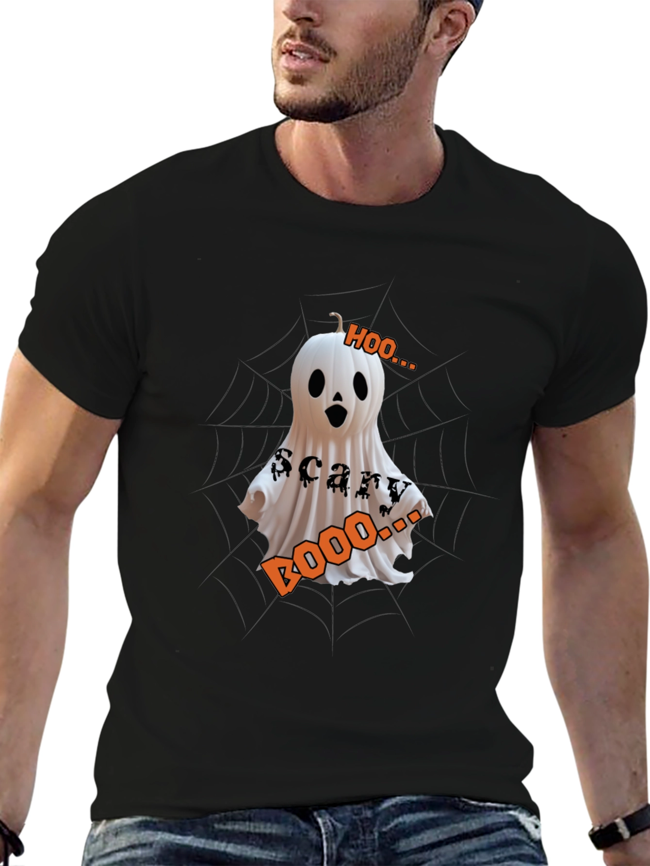Halloween Ghost Pumpkin T-Shirt - Scary Boo Design