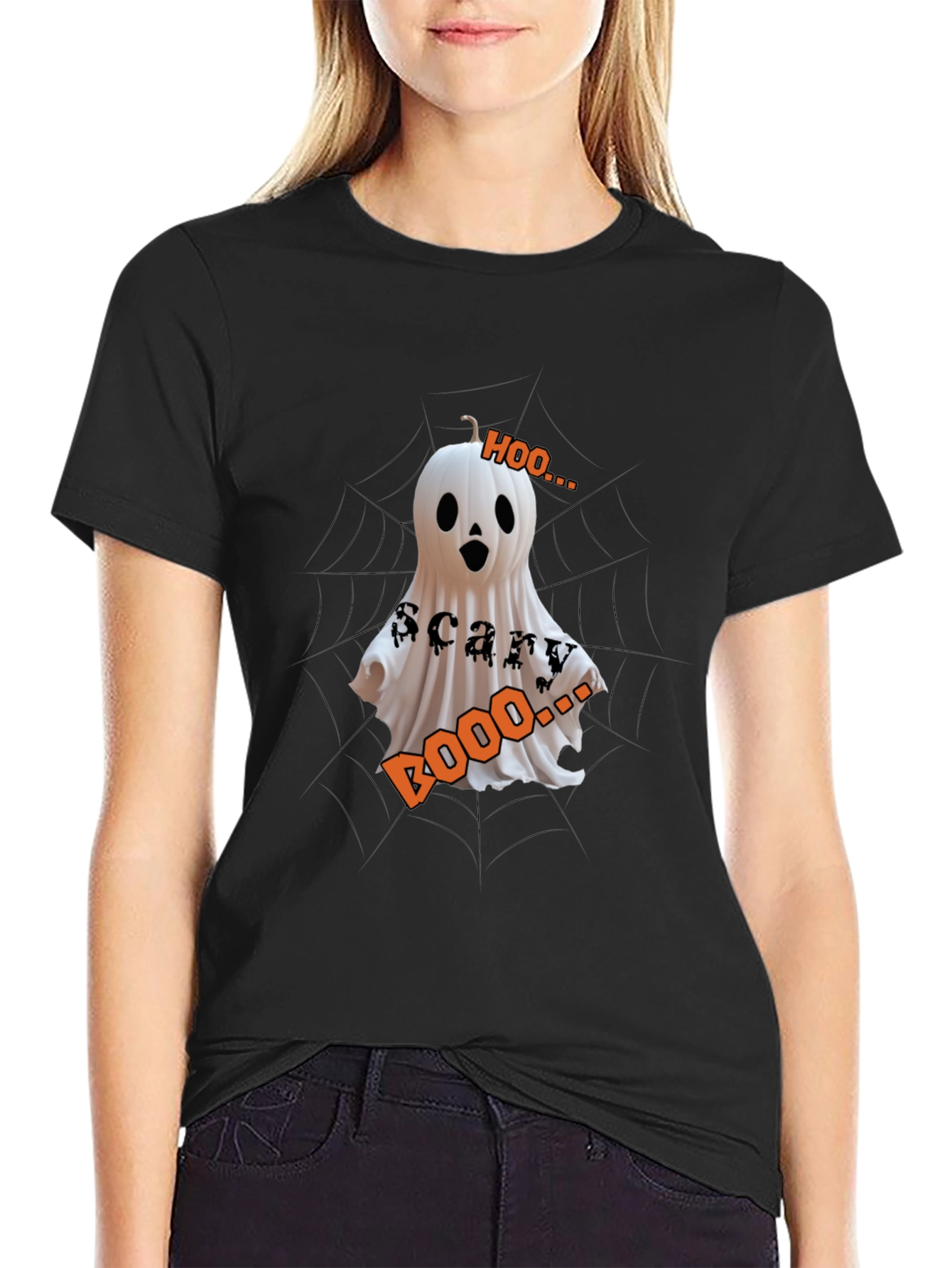 Halloween Ghost Pumpkin T-Shirt - Scary Boo Design