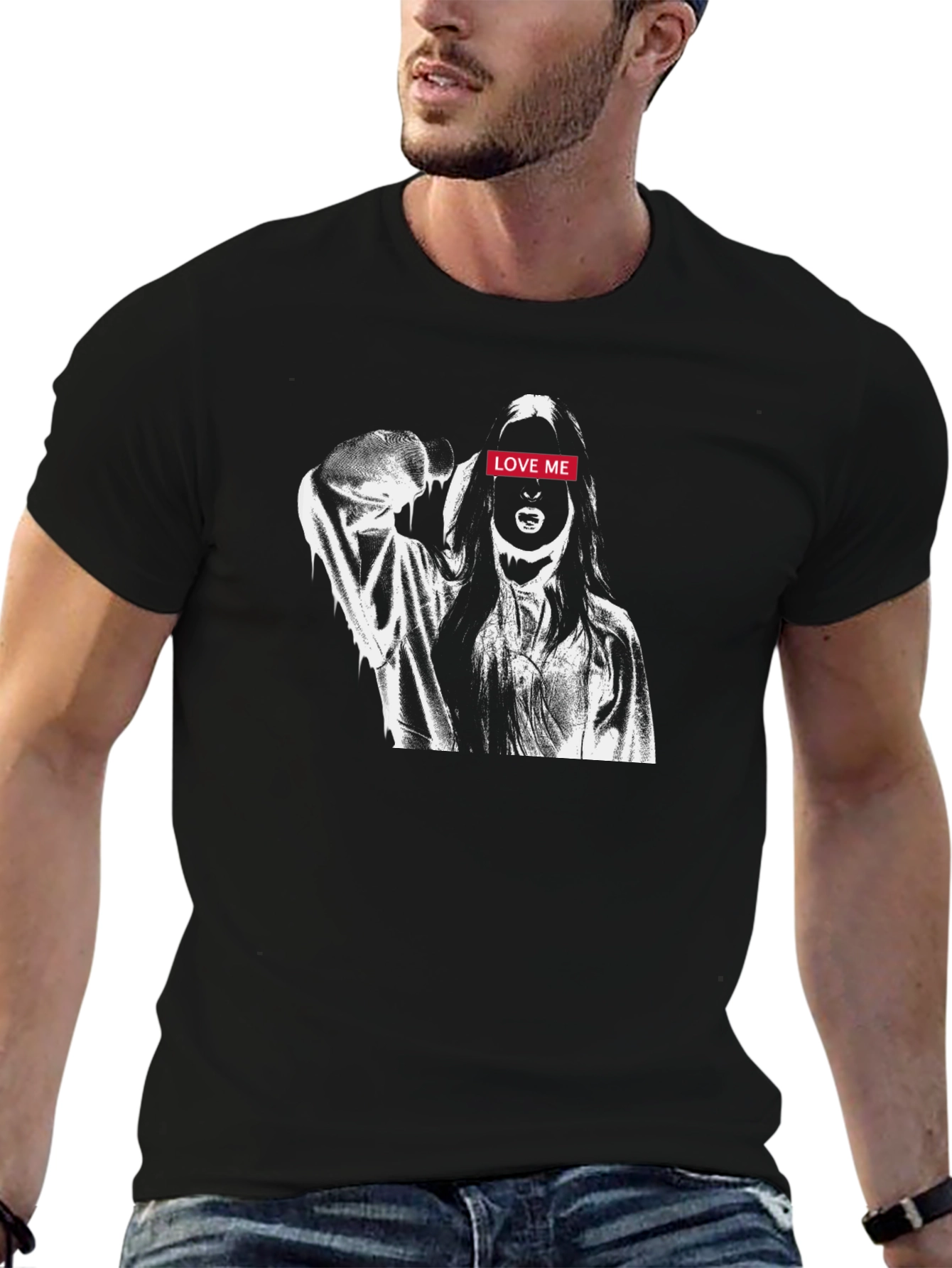 Edgy Love Me Graphic Tee - Black