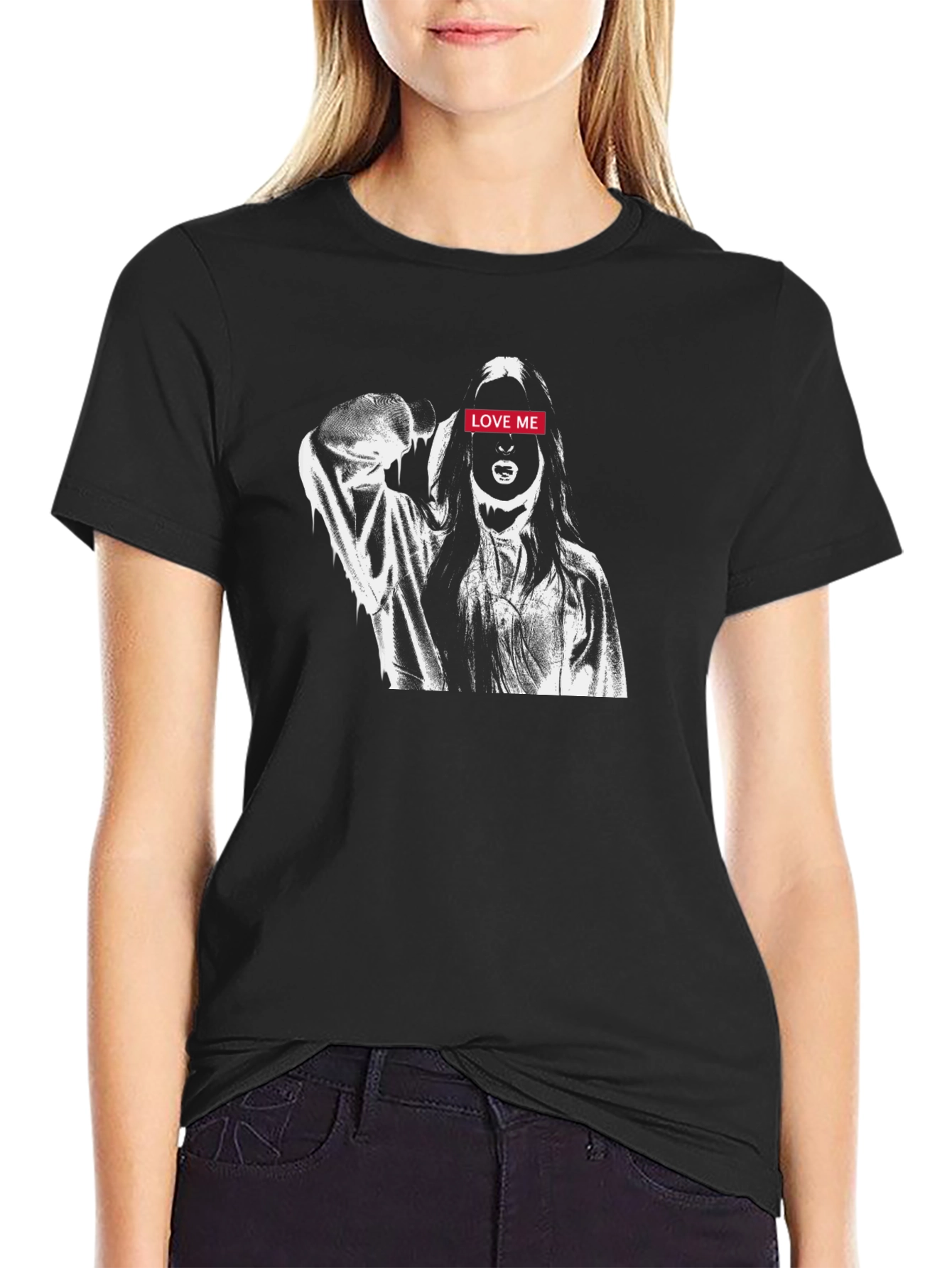 Edgy Love Me Graphic Tee - Black