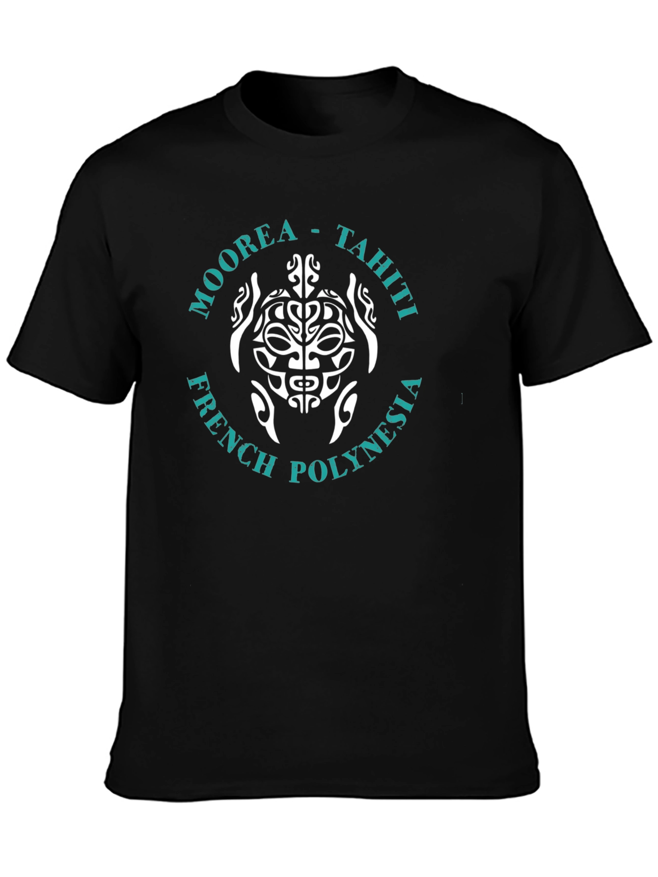 Moorea Tahiti Turtle Graphic T-Shirt - Black