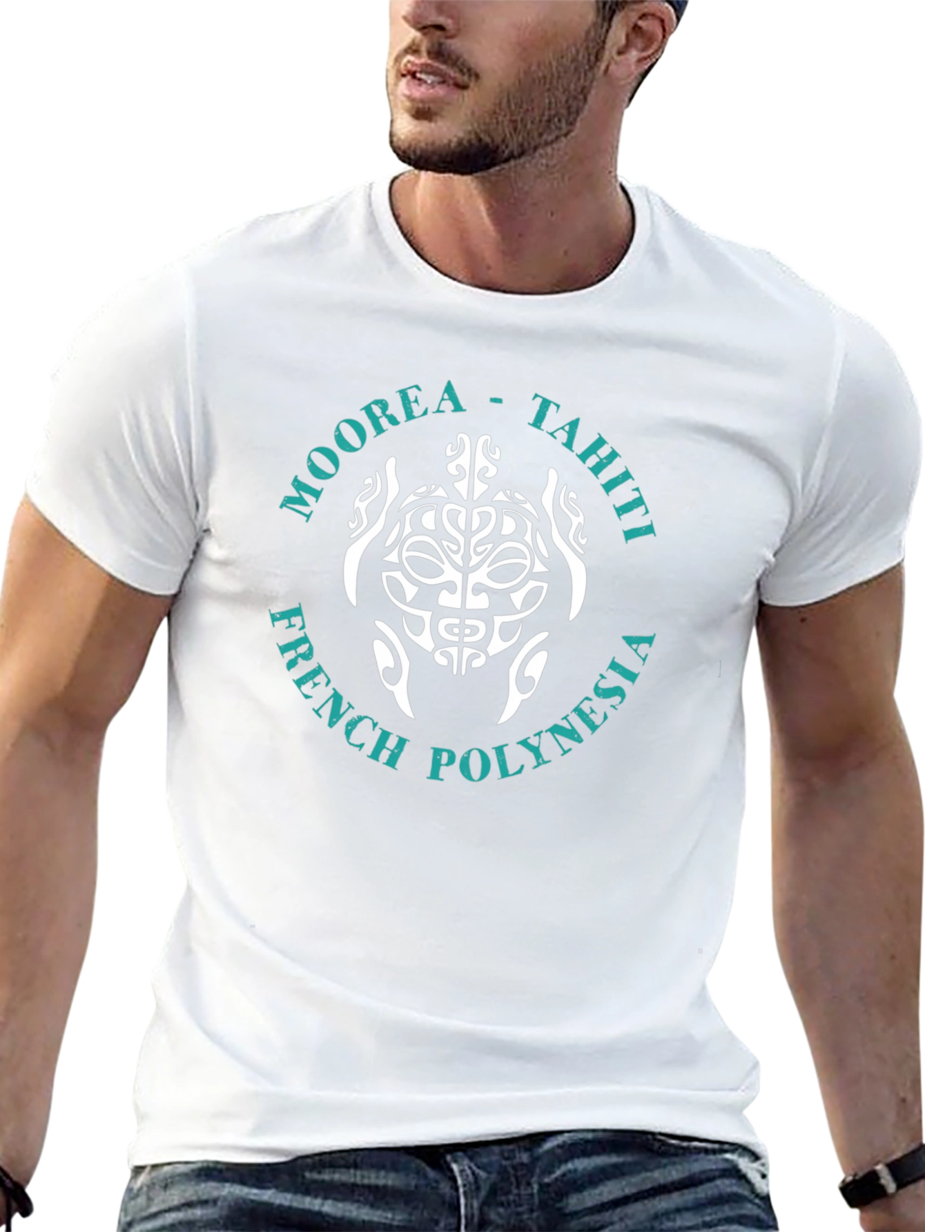 Moorea Tahiti Turtle Graphic T-Shirt - Black
