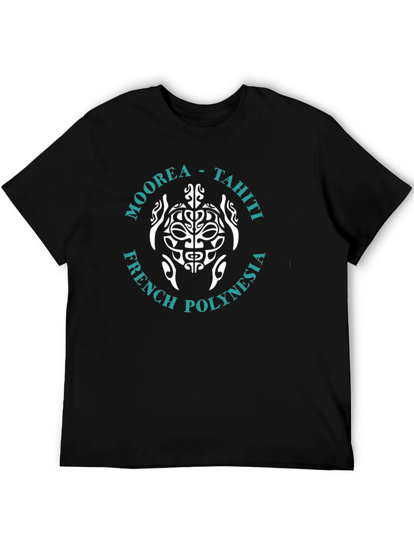 Moorea Tahiti Turtle Graphic T-Shirt - Black